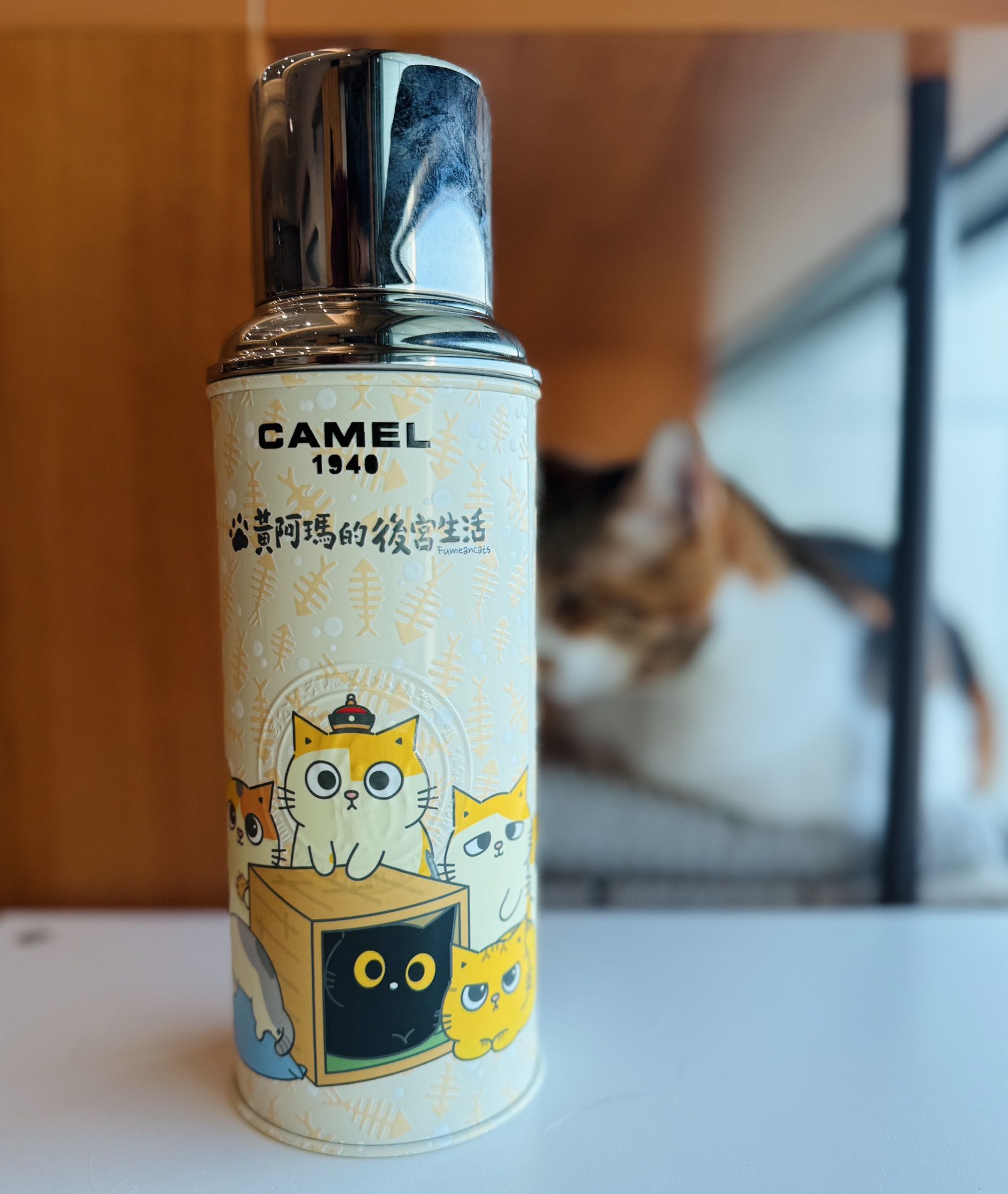【香港CAMEL駱駝牌】黃阿瑪聯名 116 系列真空玻璃內膽保溫瓶/ 450ml/ 貓咪大集合款【買就送矽膠杯刷】