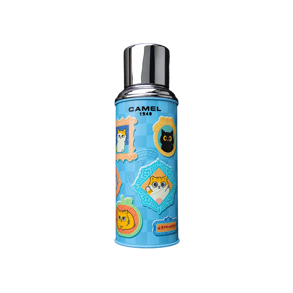 【香港CAMEL駱駝牌】黃阿瑪聯名 116 系列真空玻璃內膽保溫瓶/ 450ml/ 畫框貓咪肖像款【買就送矽膠杯刷】