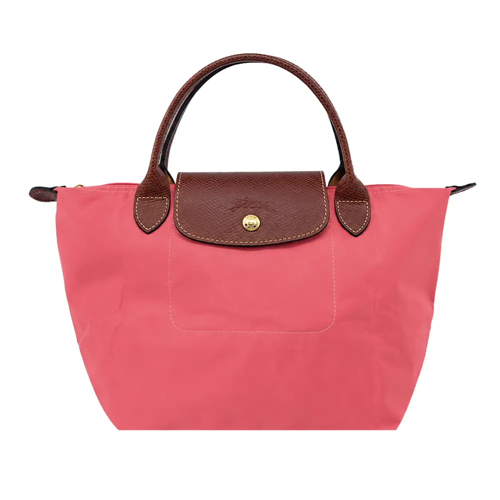 LONGCHAMP LE PLIAGE系列短把再生尼龍摺疊水餃包(小/草莓紅)/平行輸入
