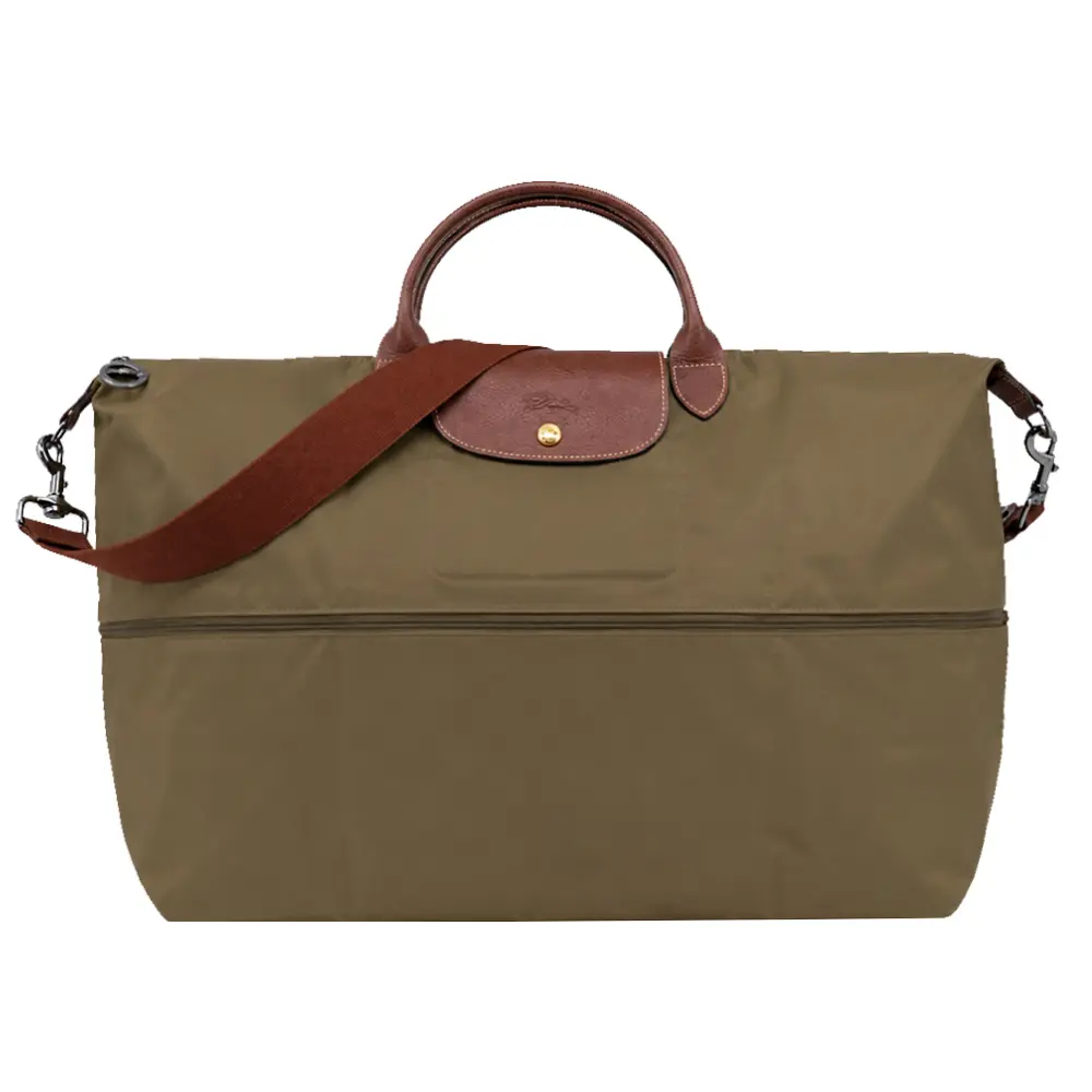 LONGCHAMP LE PLIAGE系列再生尼龍延展兩用旅行袋(橄欖綠)/平行輸入