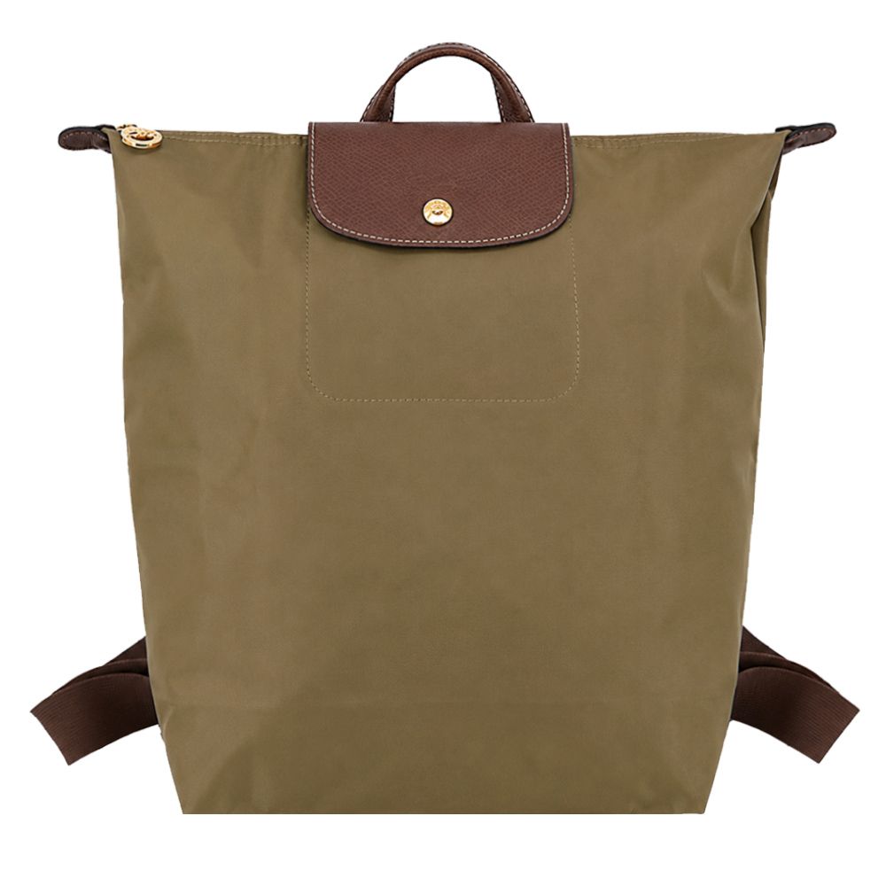 LONGCHAMP LE PLIAGE系列再生尼龍摺疊後背包(中/橄欖綠)/平行輸入
