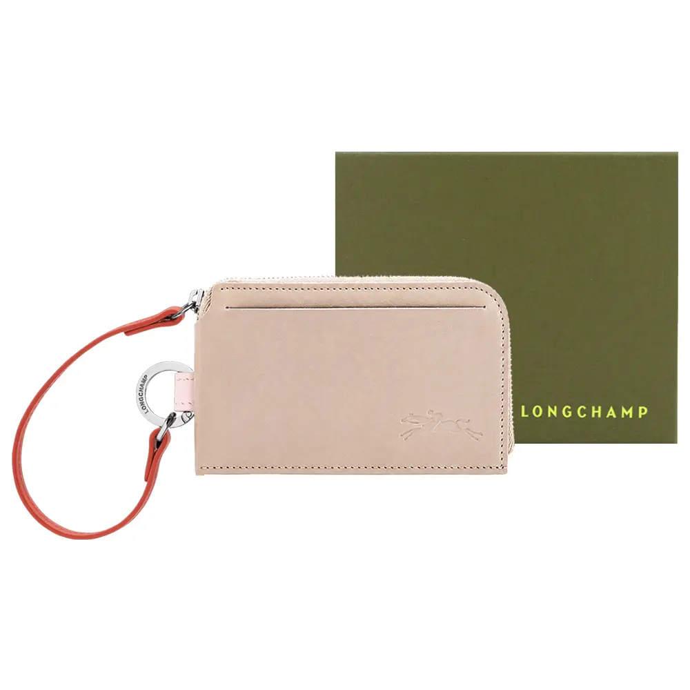 LONGCHAMP LE PLIAGE COLLECTION系列小綿羊皮卡片零錢包(米)/平行輸入