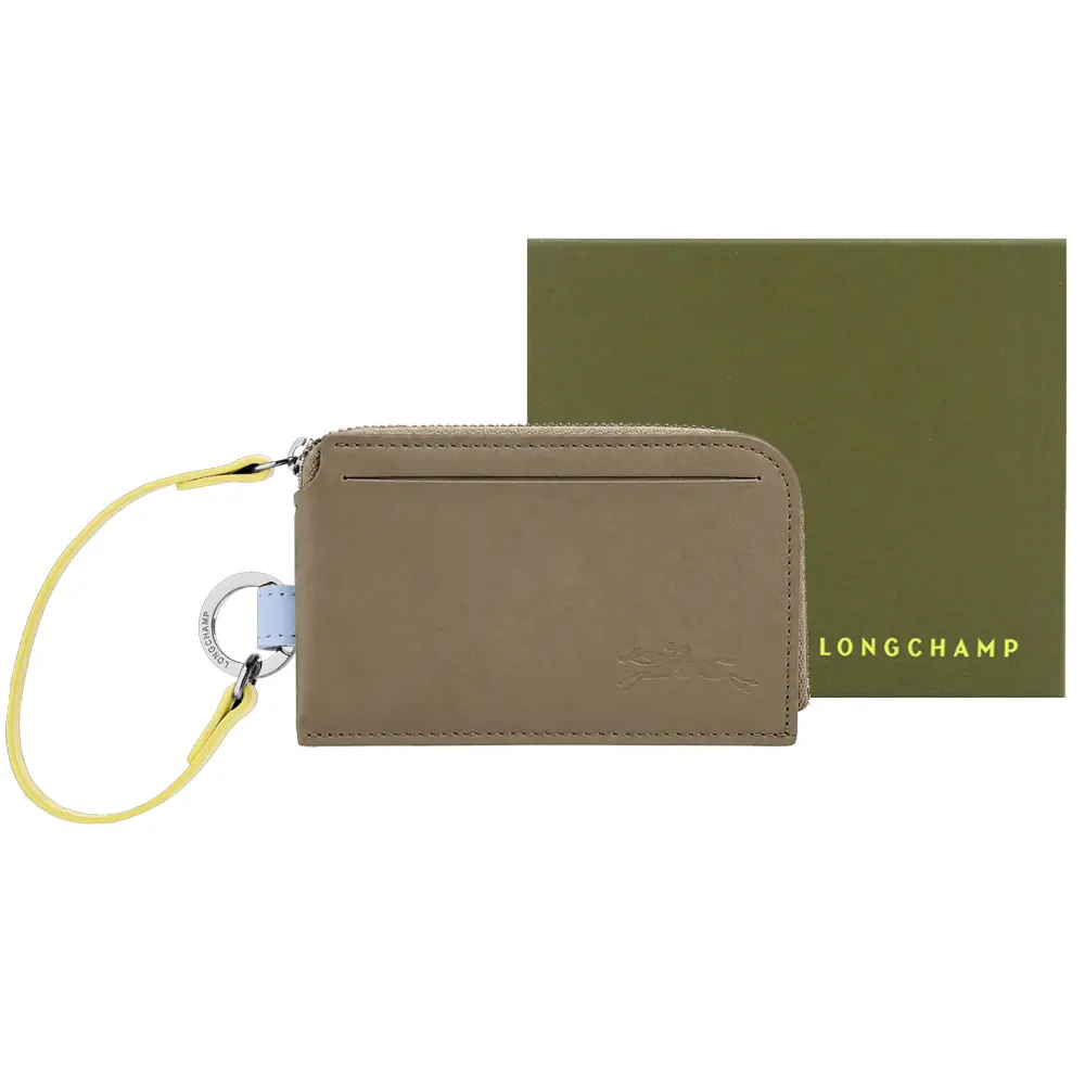 LONGCHAMP LE PLIAGE COLLECTION系列小綿羊皮卡片零錢包(地衣綠)/平行輸入