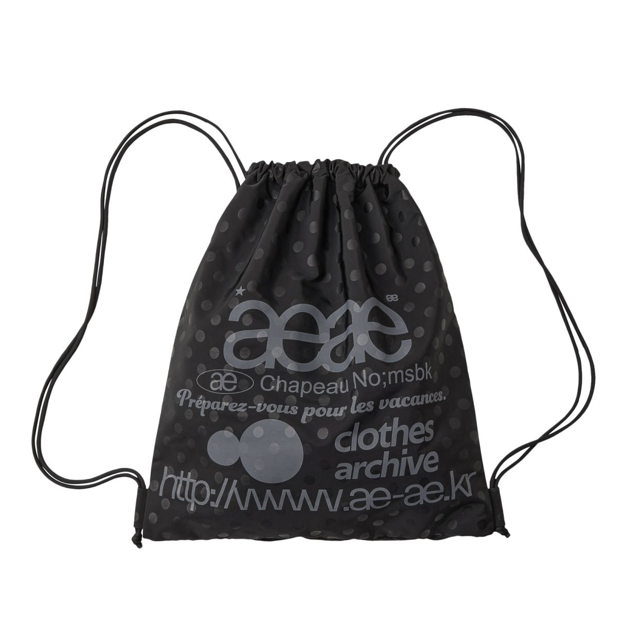 韓國 aeae WEB LOGO DOT GYM SACK 圓點標誌抽繩束口後背包 黑色