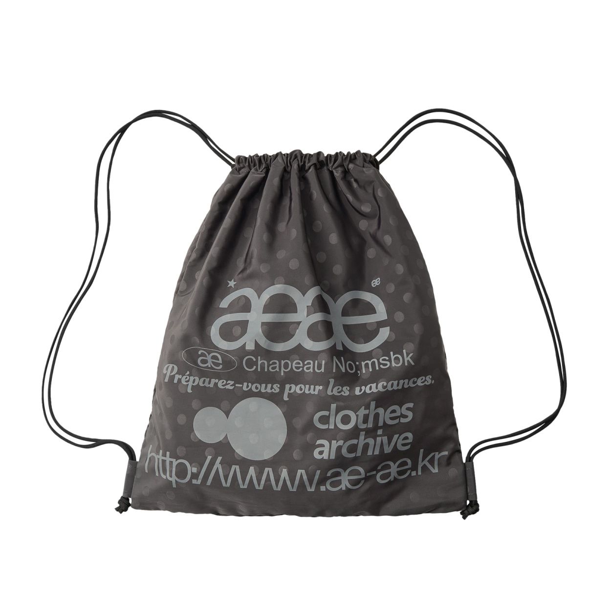 韓國 aeae WEB LOGO DOT GYM SACK 圓點標誌抽繩束口後背包 灰色