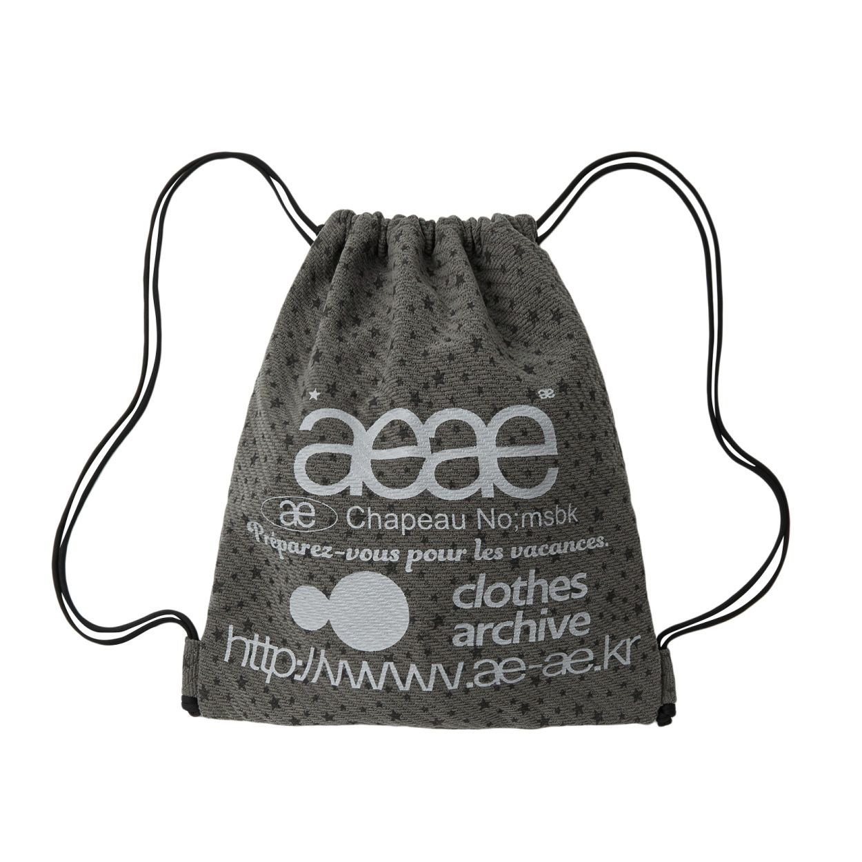 韓國 aeae WEB LOGO STELLA GYM SACK 韓國製鋪棉絎縫抽繩束口後背包 炭灰色