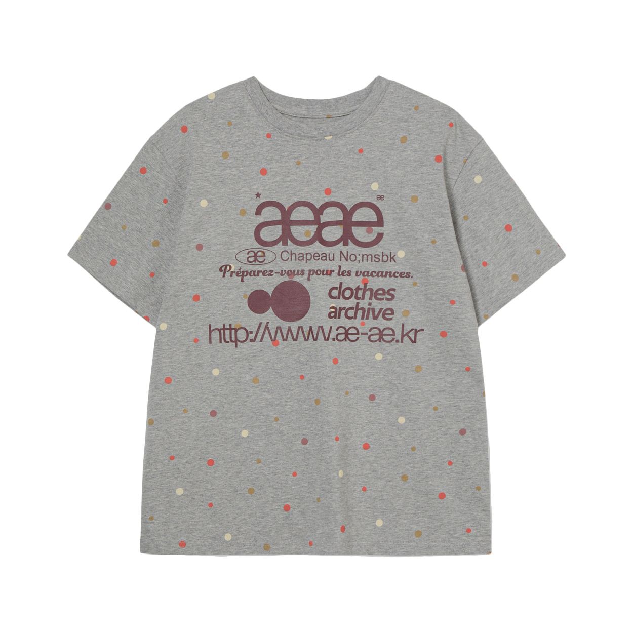 韓國 aeae WEB LOGO COLOR DOT T-SHIRTS 韓國製彩色圓點棉質短袖T恤/ 混灰色/ 預購 1號
