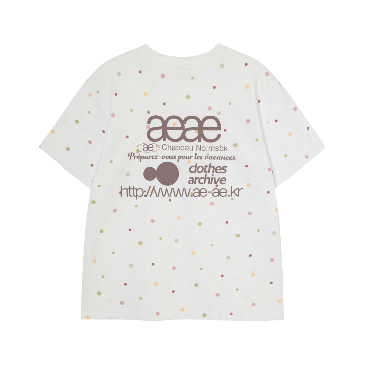 韓國 aeae WEB LOGO COLOR DOT T-SHIRTS 韓國製彩色圓點棉質短袖T恤/ 白色/ 預購 0號