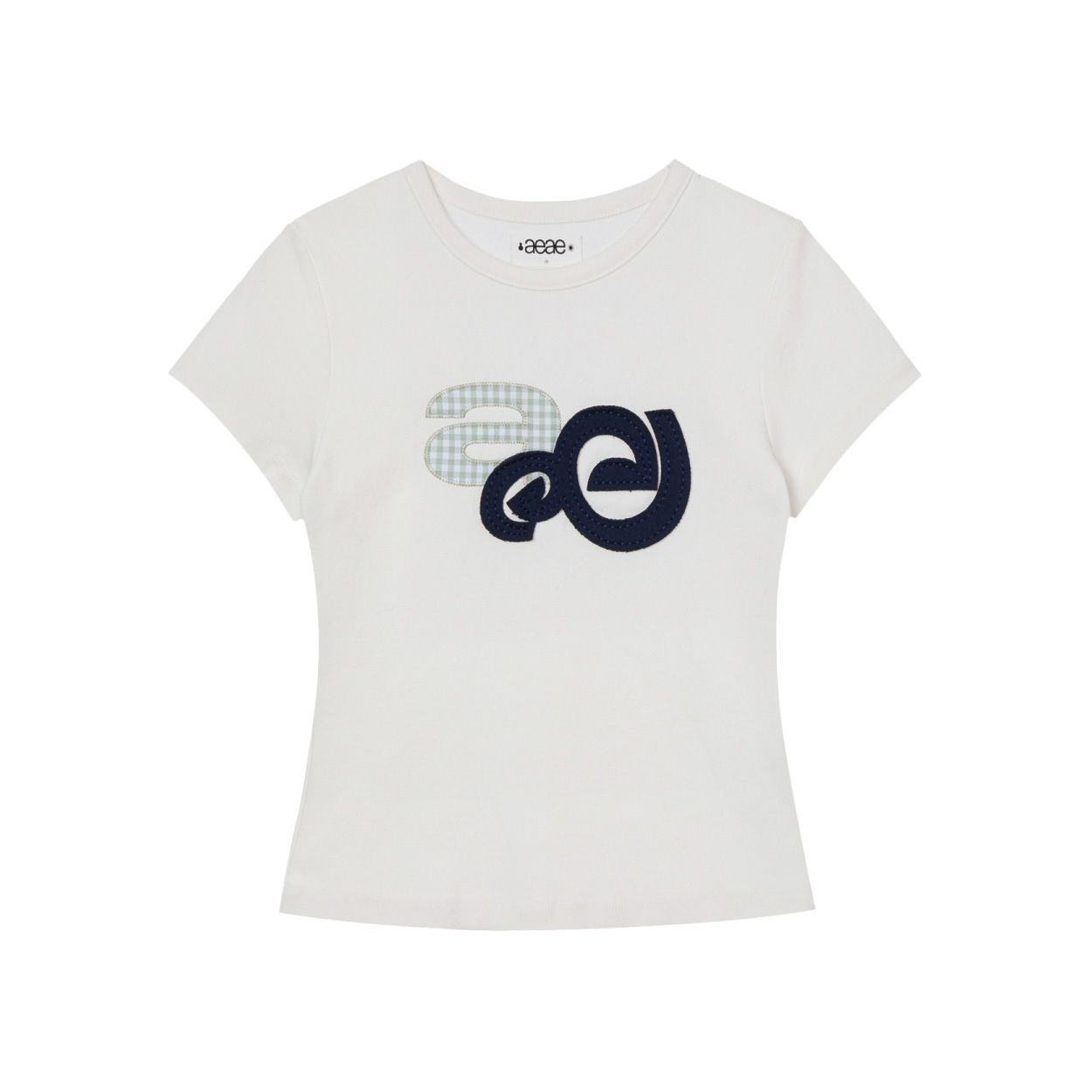 韓國 aeae APPLIQUE LOGO TEE 品牌貼布短版短袖T恤 白色