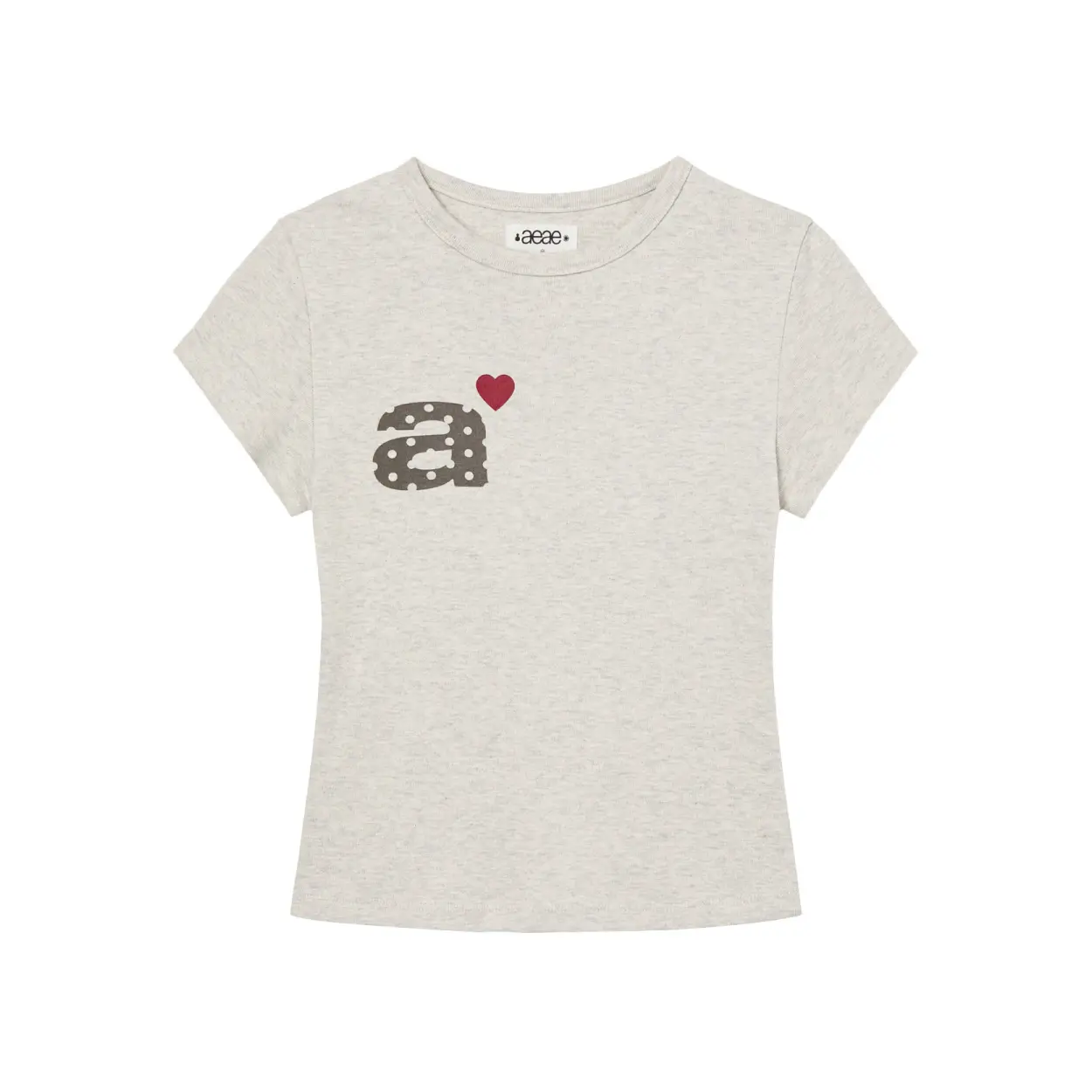 韓國 aeae DOT SMALL LETTER TEE 韓國製圓點小字標誌棉質短版短袖T恤 燕麥色