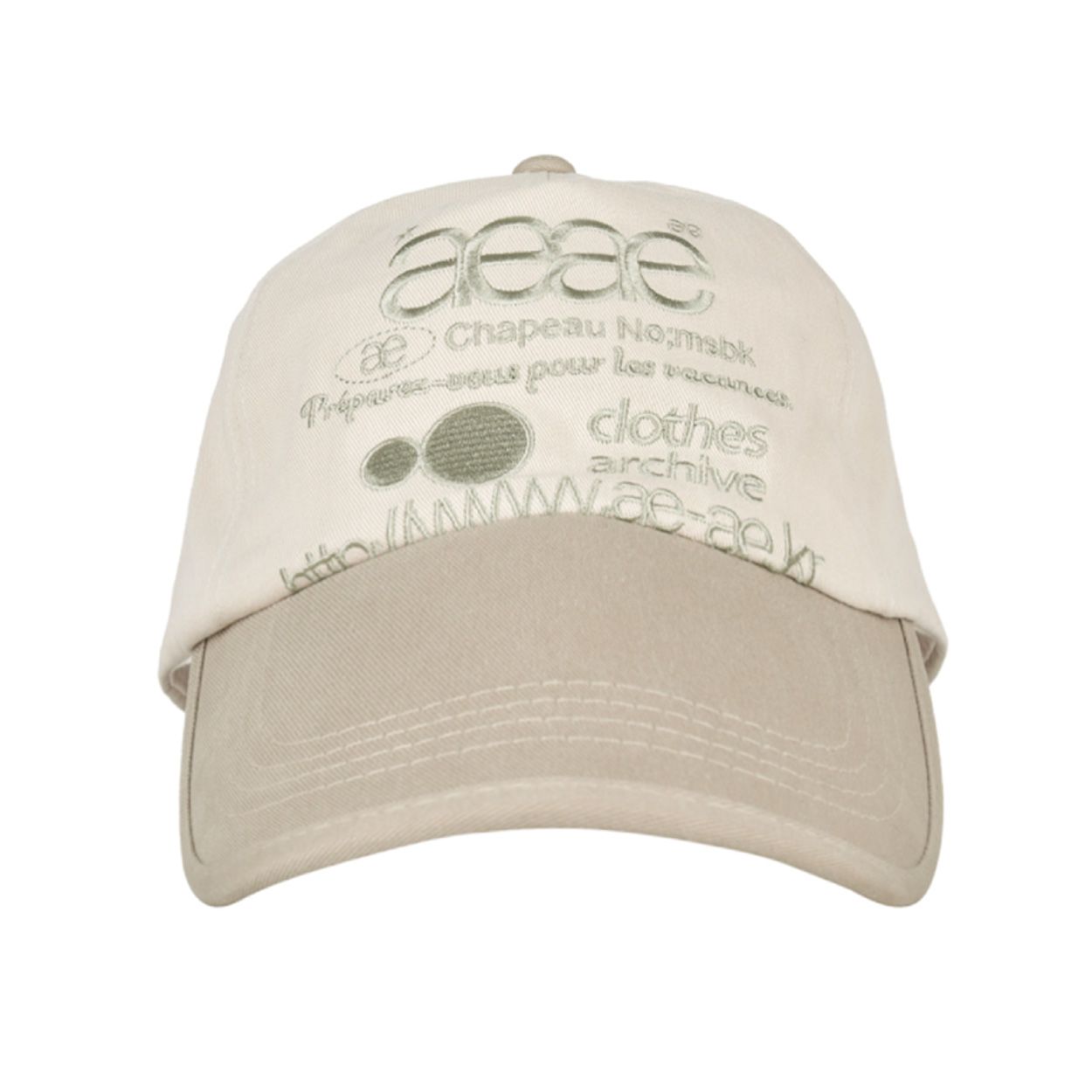 韓國 aeae WEB LOGO 5 PANNEL BALL CAP 復古棉質五片式棒球帽 卡其色