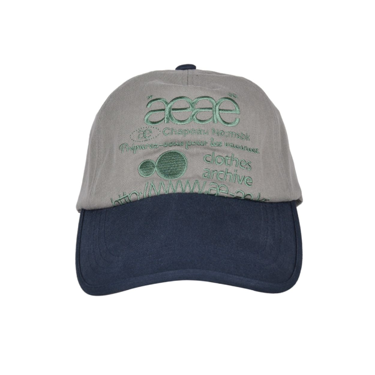 韓國 aeae WEB LOGO 5 PANNEL BALL CAP 復古棉質五片式棒球帽 灰海軍藍色