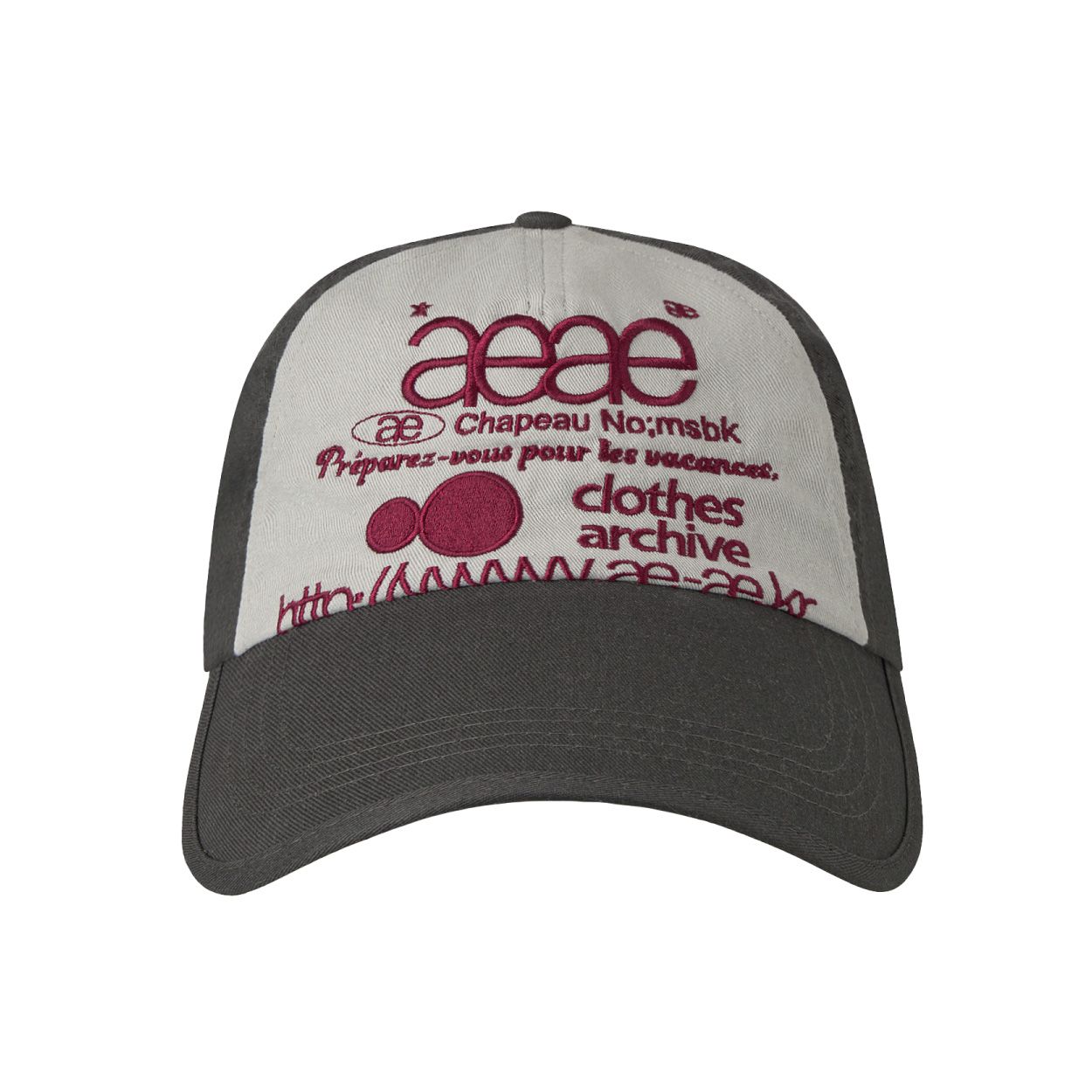 韓國 aeae WEB LOGO 5 PANNEL BALL CAP 復古棉質五片式棒球帽 炭灰灰白色