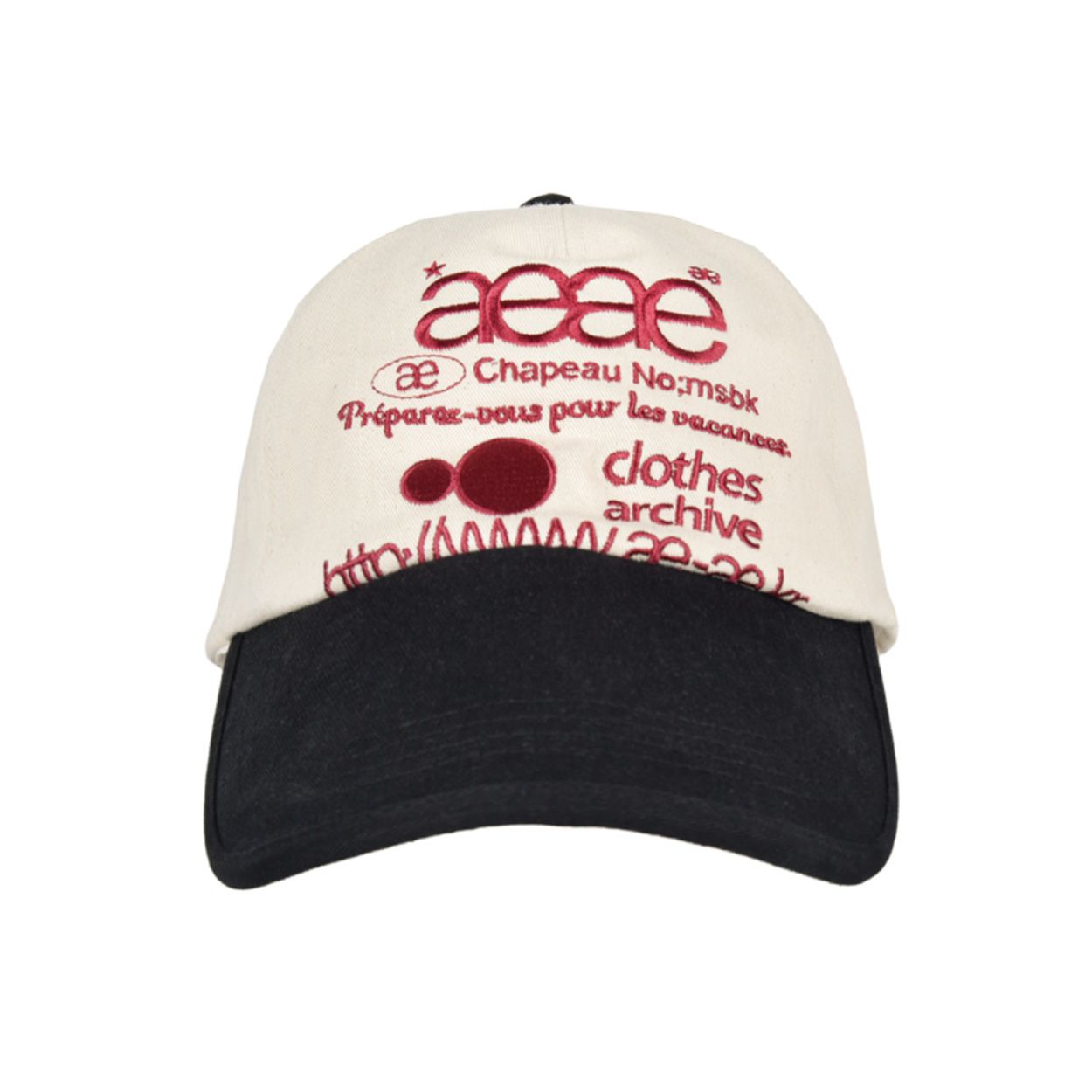 韓國 aeae WEB LOGO 5 PANNEL BALL CAP 復古棉質五片式棒球帽 米白黑色