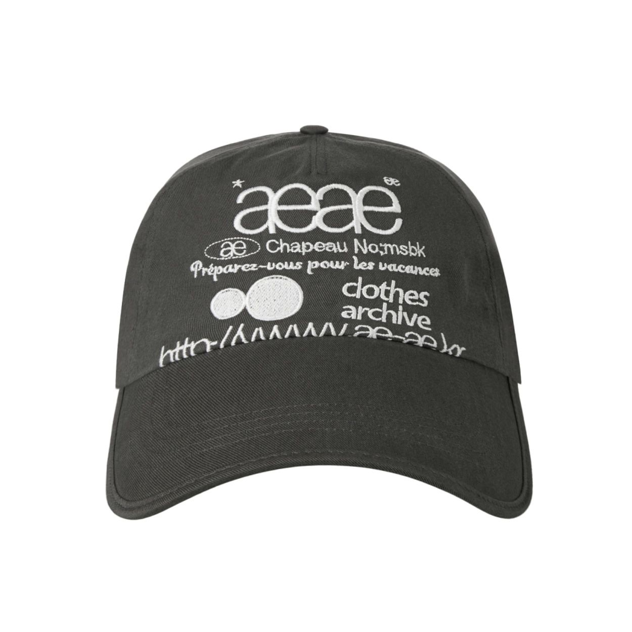 韓國 aeae WEB LOGO 5 PANNEL BALL CAP 復古棉質五片式棒球帽 炭灰色