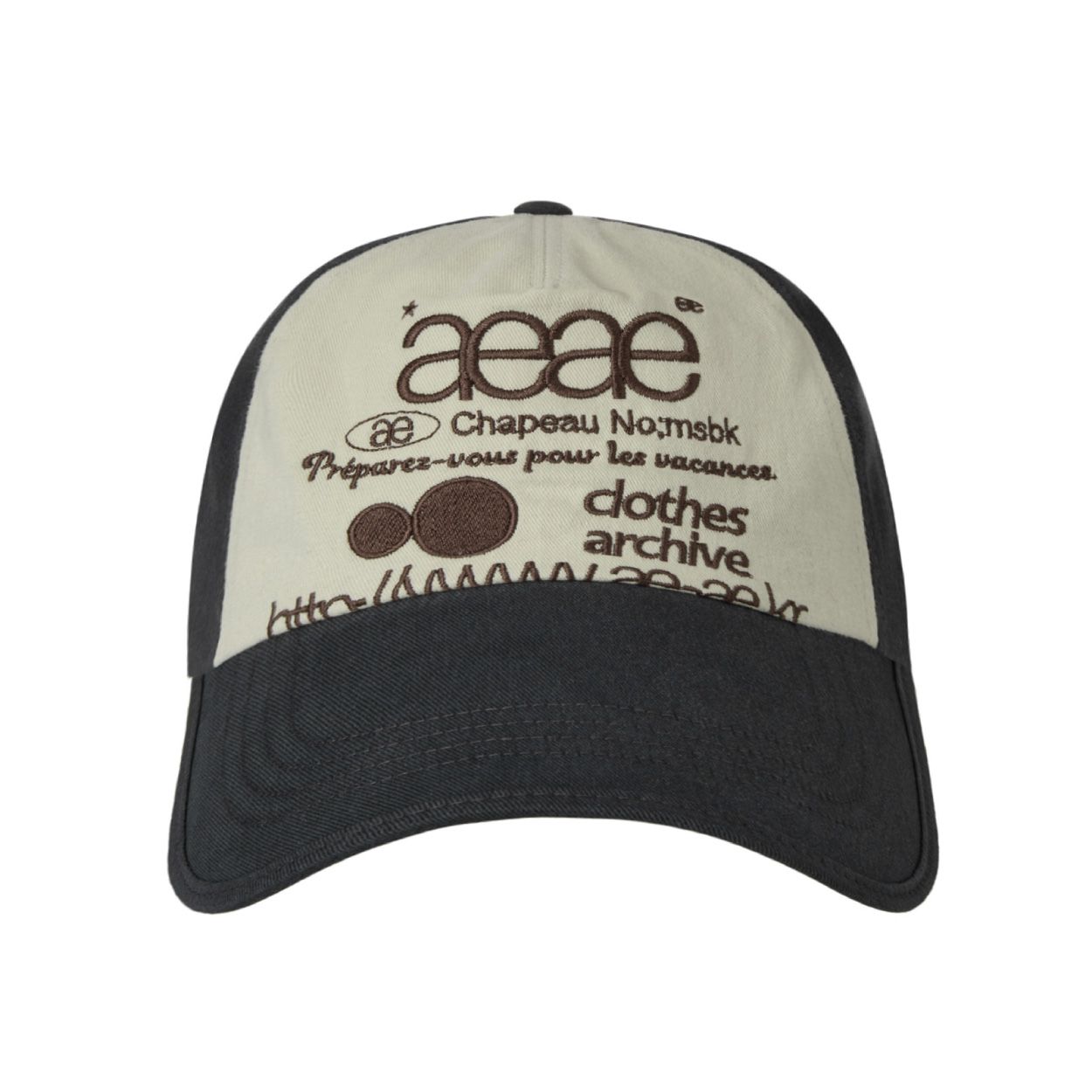 韓國 aeae WEB LOGO 5 PANNEL BALL CAP 復古棉質五片式棒球帽 海軍藍象牙白色