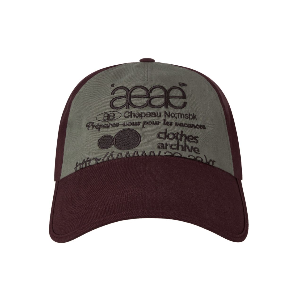 韓國 aeae WEB LOGO 5 PANNEL BALL CAP 復古棉質五片式棒球帽 酒紅灰色