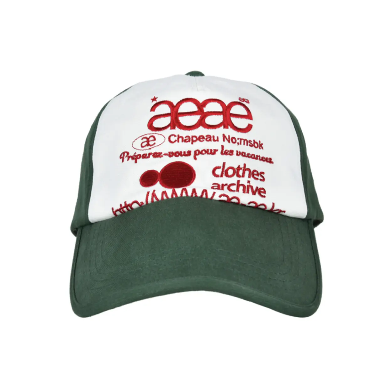 韓國 aeae WEB LOGO 5 PANNEL BALL CAP 復古棉質五片式棒球帽 綠色