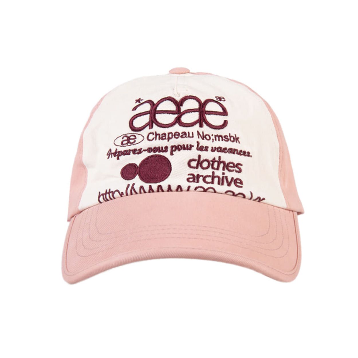 韓國 aeae WEB LOGO 5PANNEL CAP 復古水洗棉質五片式棒球帽 粉紅酒紅色