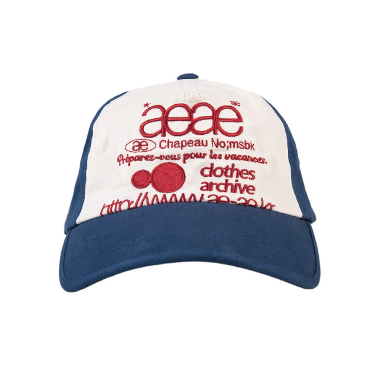 韓國 aeae WEB LOGO 5PANNEL CAP 復古水洗棉質五片式棒球帽 藍紅色