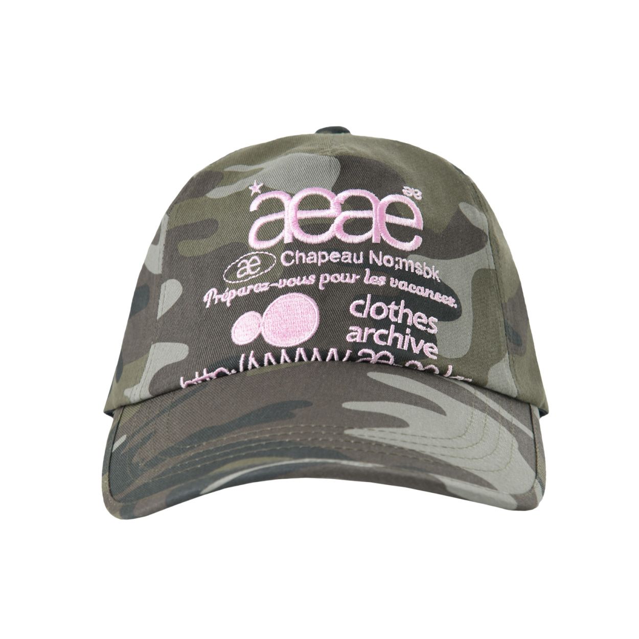 韓國 aeae WEB LOGO CAMO 5 PANNEL CAP 復古迷彩棉質五片式棒球帽 綠色