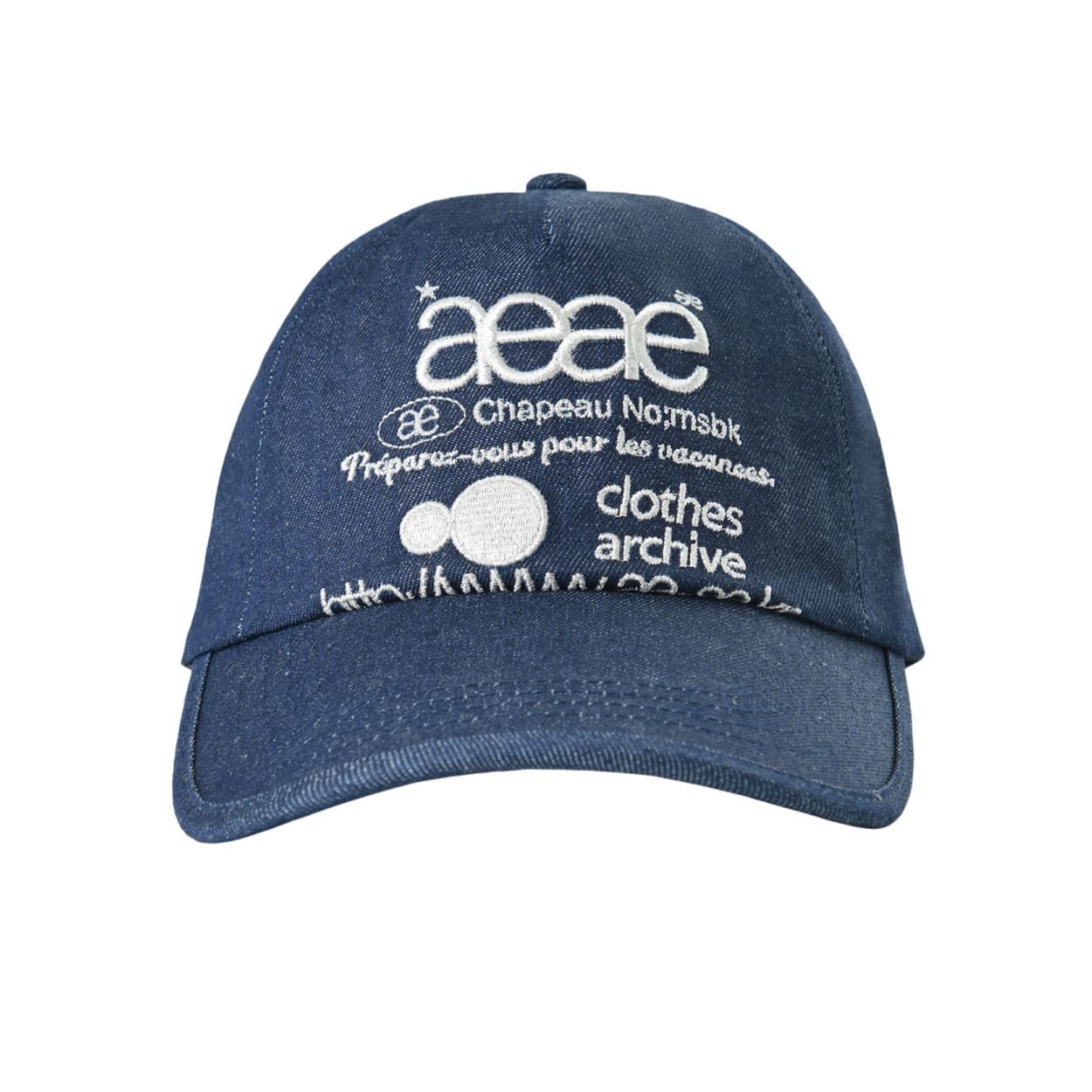 韓國 aeae WEB LOGO DENIM 5 PANNEL CAP 復古丹寧五片式棒球帽 藍色