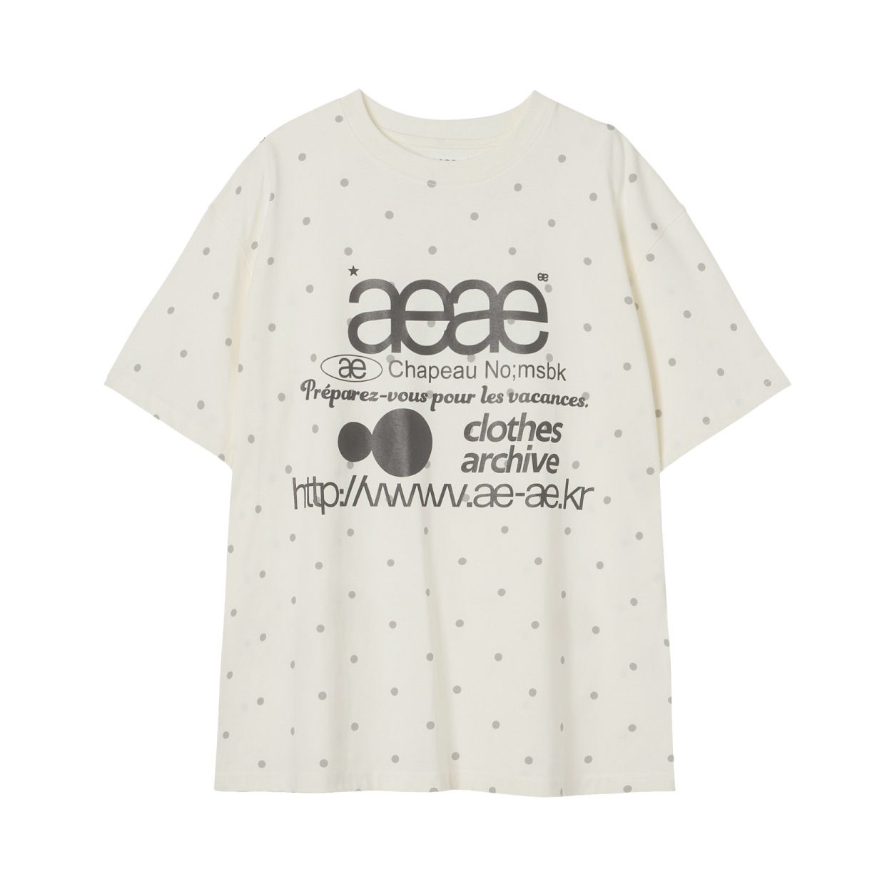 韓國 aeae WEB LOGO DOT T-SHIRTS 圓點標誌棉質短袖T恤/ 奶油色/ 預購 1號