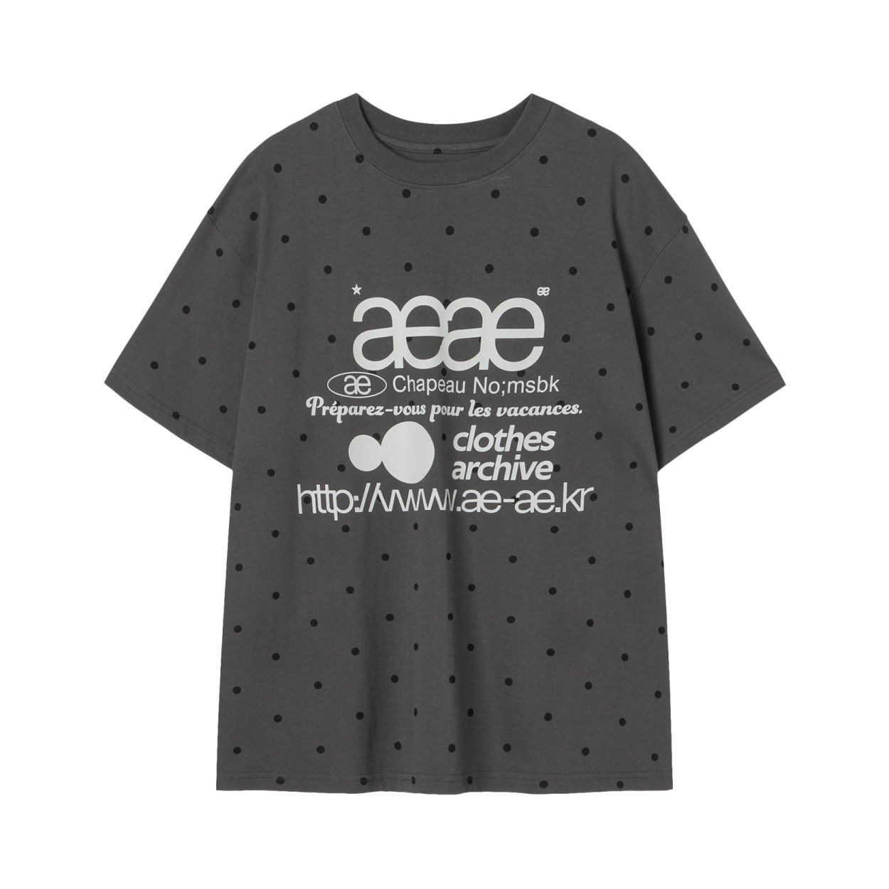 韓國 aeae WEB LOGO DOT T-SHIRTS 圓點標誌棉質短袖T恤/ 炭灰色/ 預購 1號