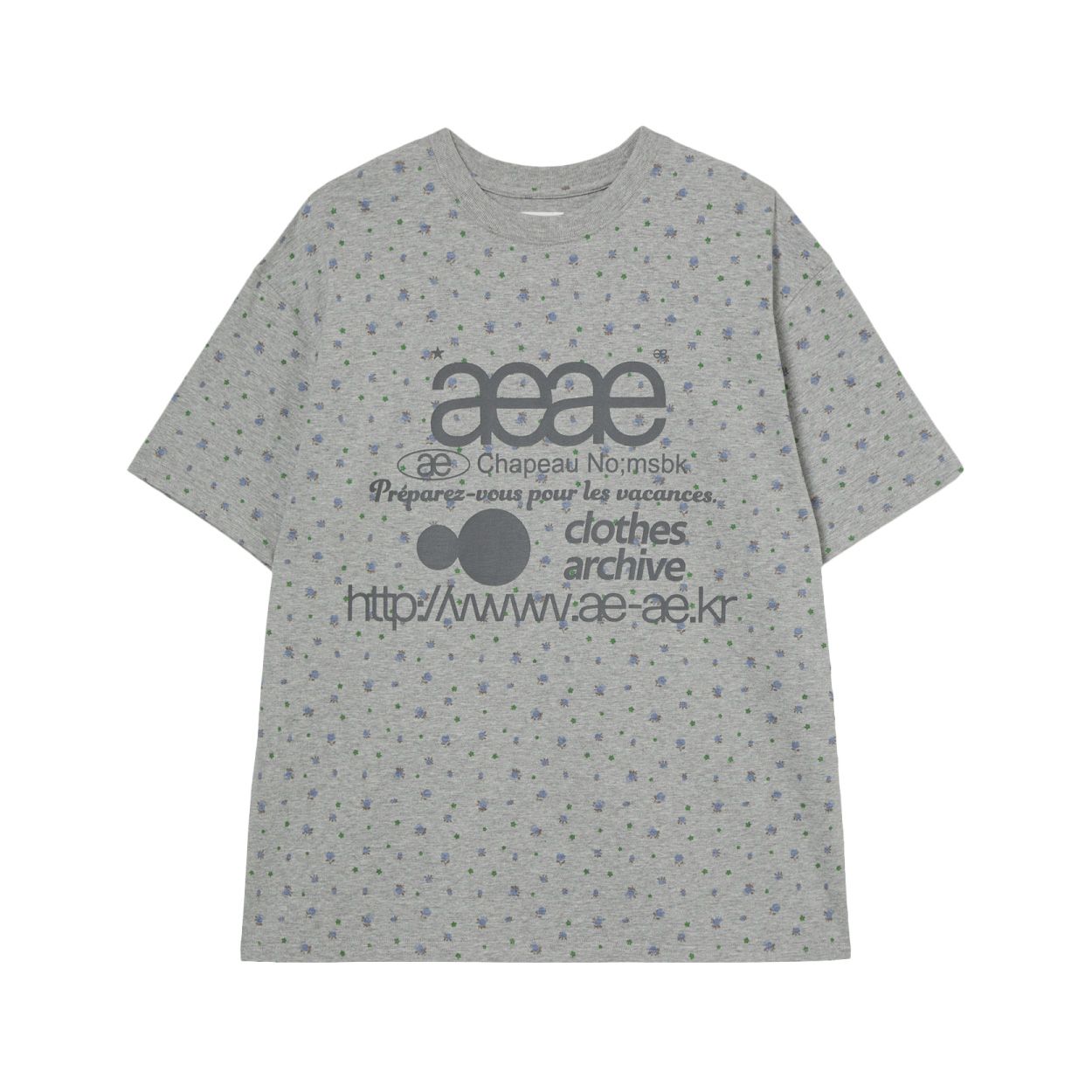 韓國 aeae WEB LOGO FLOWER T-SHIRTS 韓國製花卉圖案棉質短袖T恤/ 混灰色/ 預購 0號