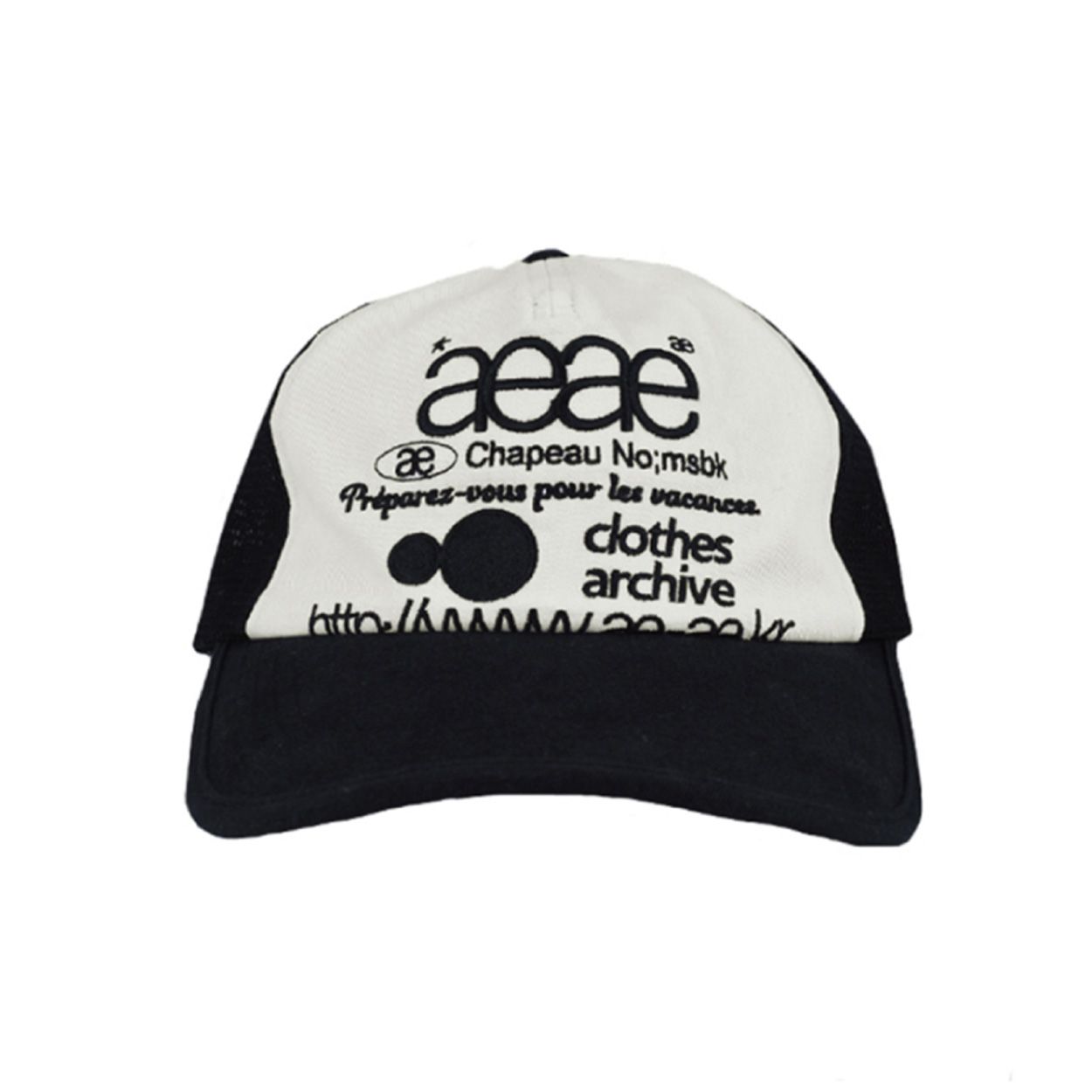 韓國 aeae WEB LOGO MESH CAP 復古水洗棉質拼接網帽 黑色