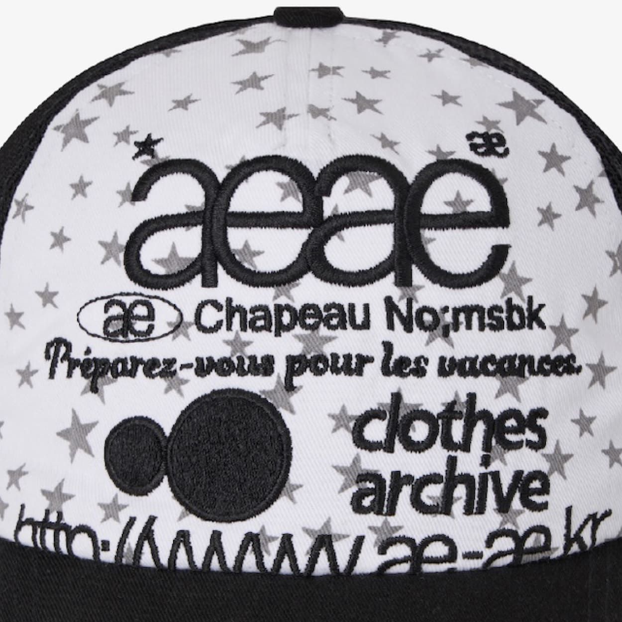 韓國 aeae WEB LOGO STAR MESH CAP 星星圖案拼接網帽 黑色