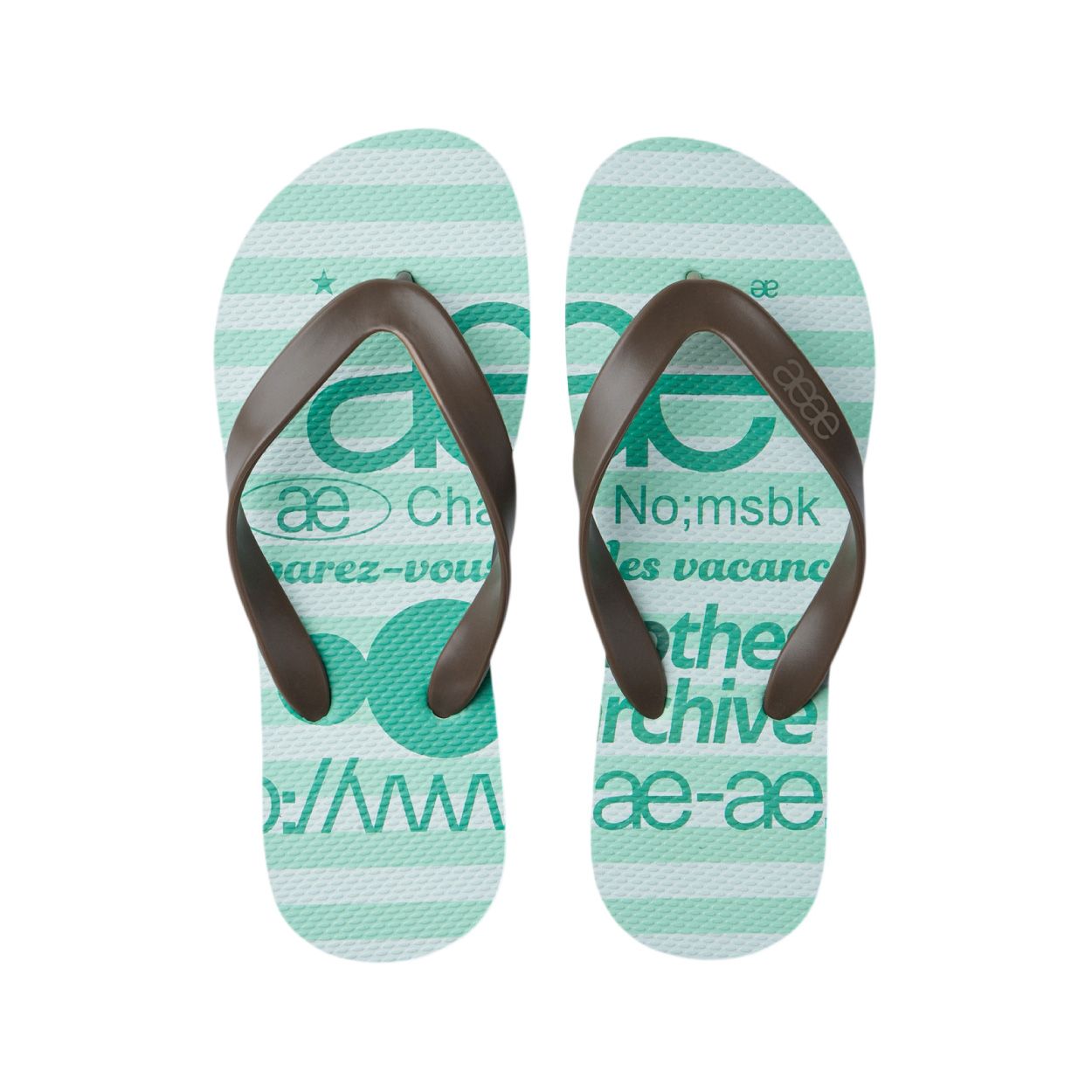 韓國 aeae WEB LOGO STRIPE FLIP FLOP 條紋標誌夾腳拖/ 薄荷綠/ 預購 1號