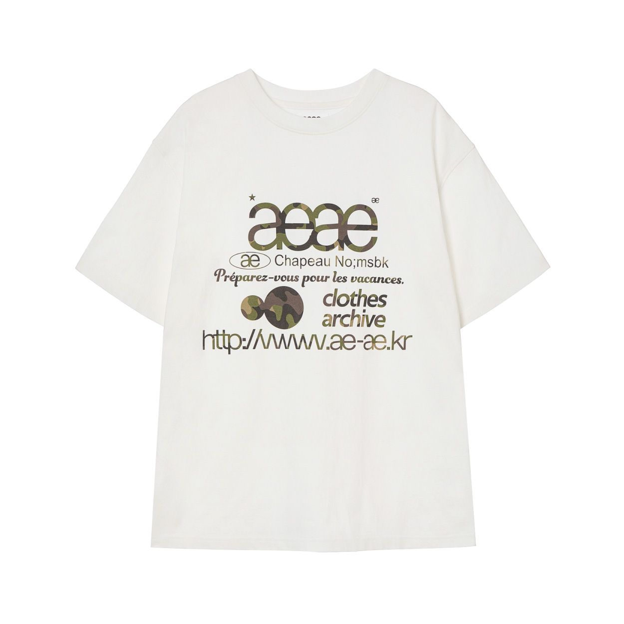 韓國 aeae WEB LOGO T-SHIRTS 經典標誌棉質短袖T恤/ 白色／迷彩/ 預購 1號