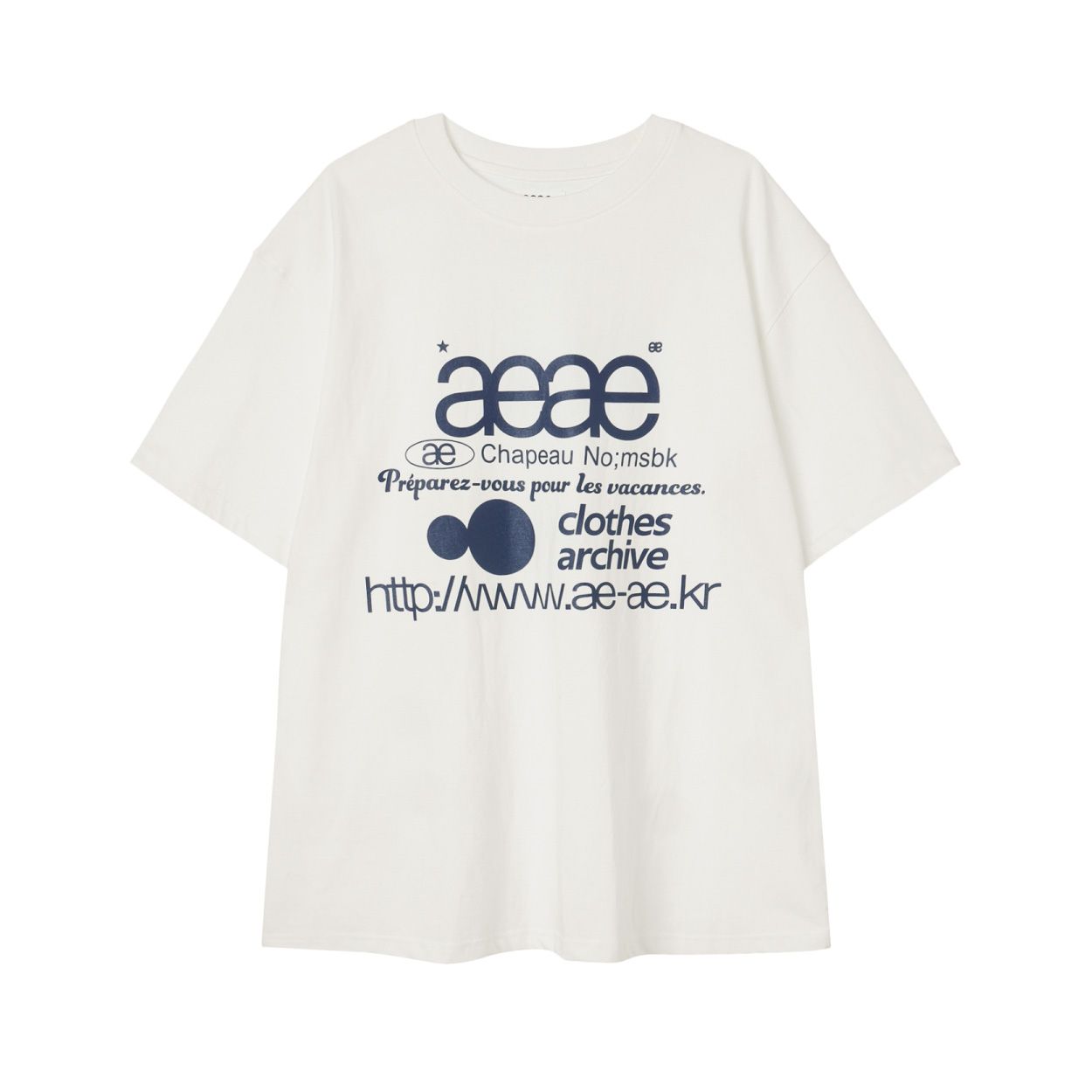韓國 aeae WEB LOGO T-SHIRTS 經典標誌棉質短袖T恤/ 白色／藍色/ 預購 1號