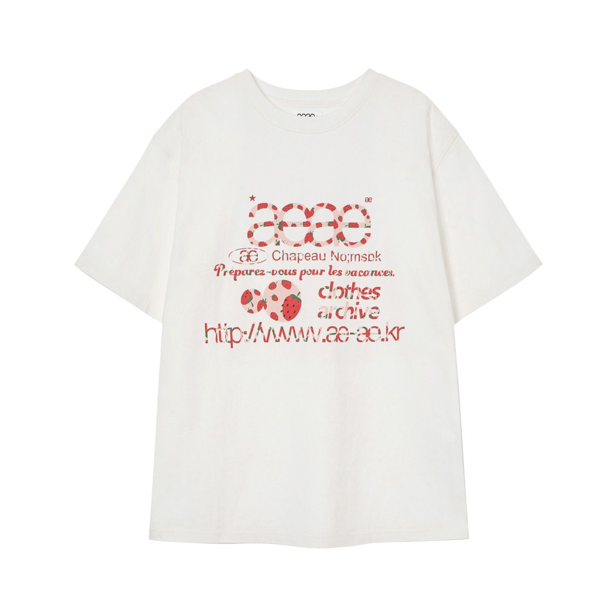 韓國 aeae WEB LOGO T-SHIRTS 經典標誌棉質短袖T恤/ 草莓紅/ 預購 0號