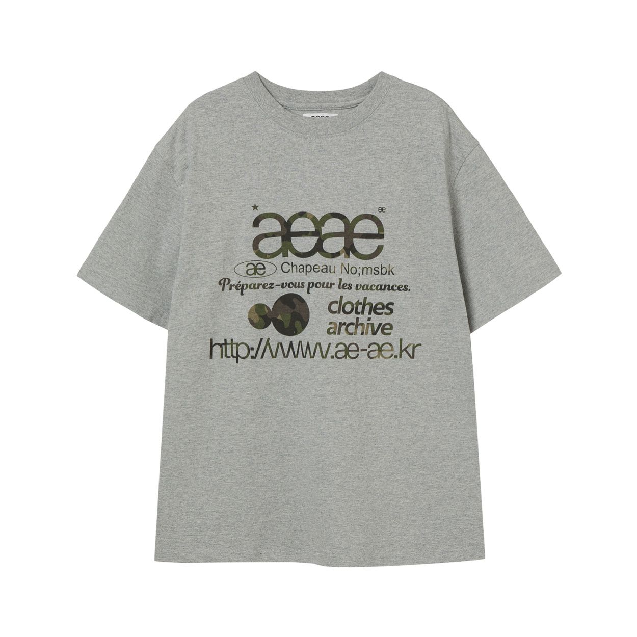 韓國 aeae WEB LOGO T-SHIRTS 經典標誌棉質短袖T恤/ 混灰色／迷彩/ 預購 2號