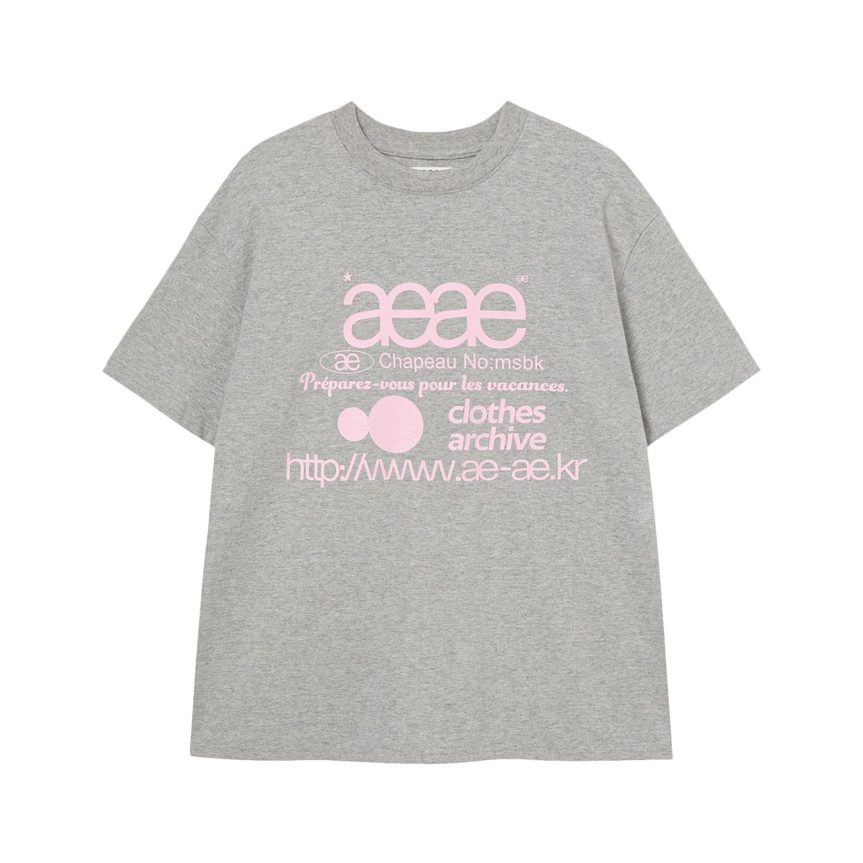 韓國 aeae WEB LOGO T-SHIRTS 韓國製經典標誌棉質短袖T恤/ 灰色／粉紅色/ 預購 2號