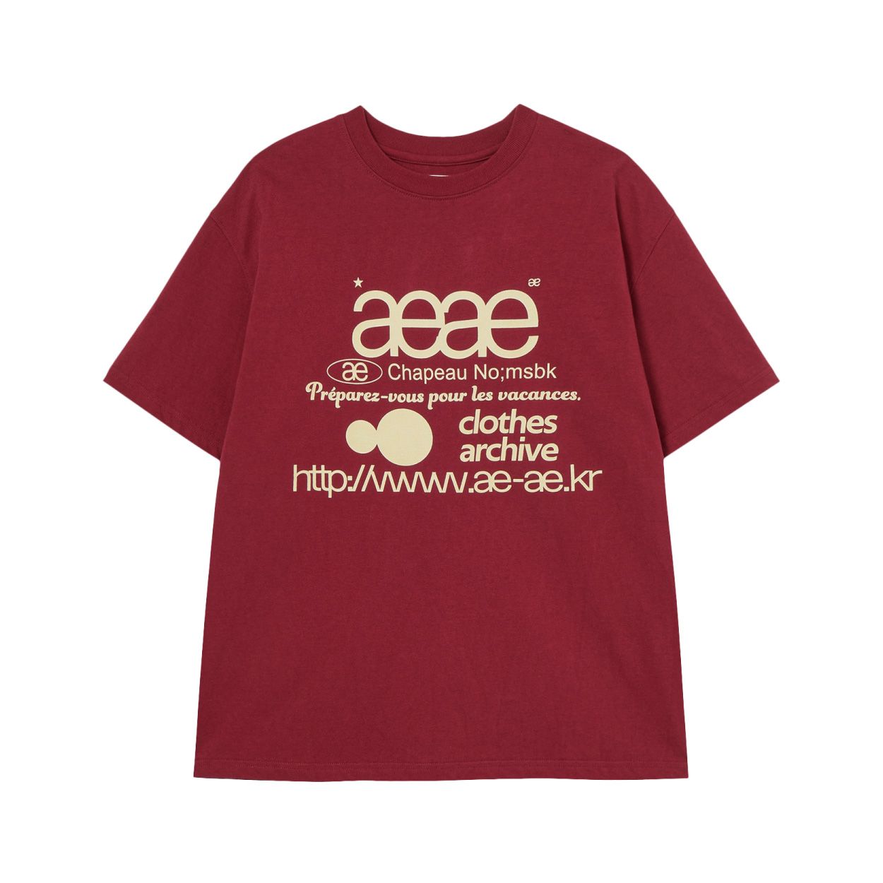 韓國 aeae WEB LOGO T-SHIRTS 韓國製經典標誌棉質短袖T恤/ 深紅色/ 預購 2號