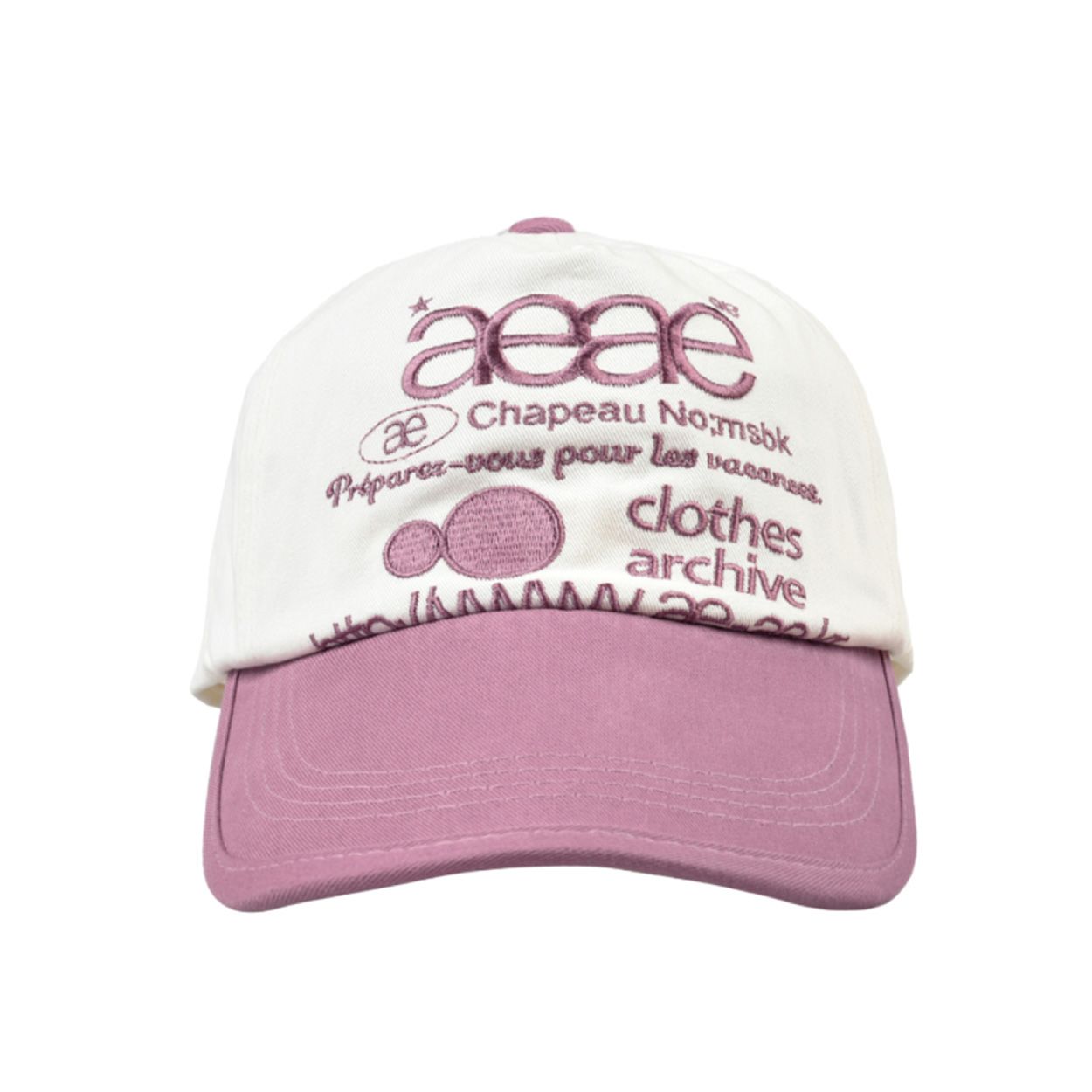 韓國 aeae WEB LOGO TWO TONE BALL CAP 雙色拼接棉質五片式棒球帽 白粉色