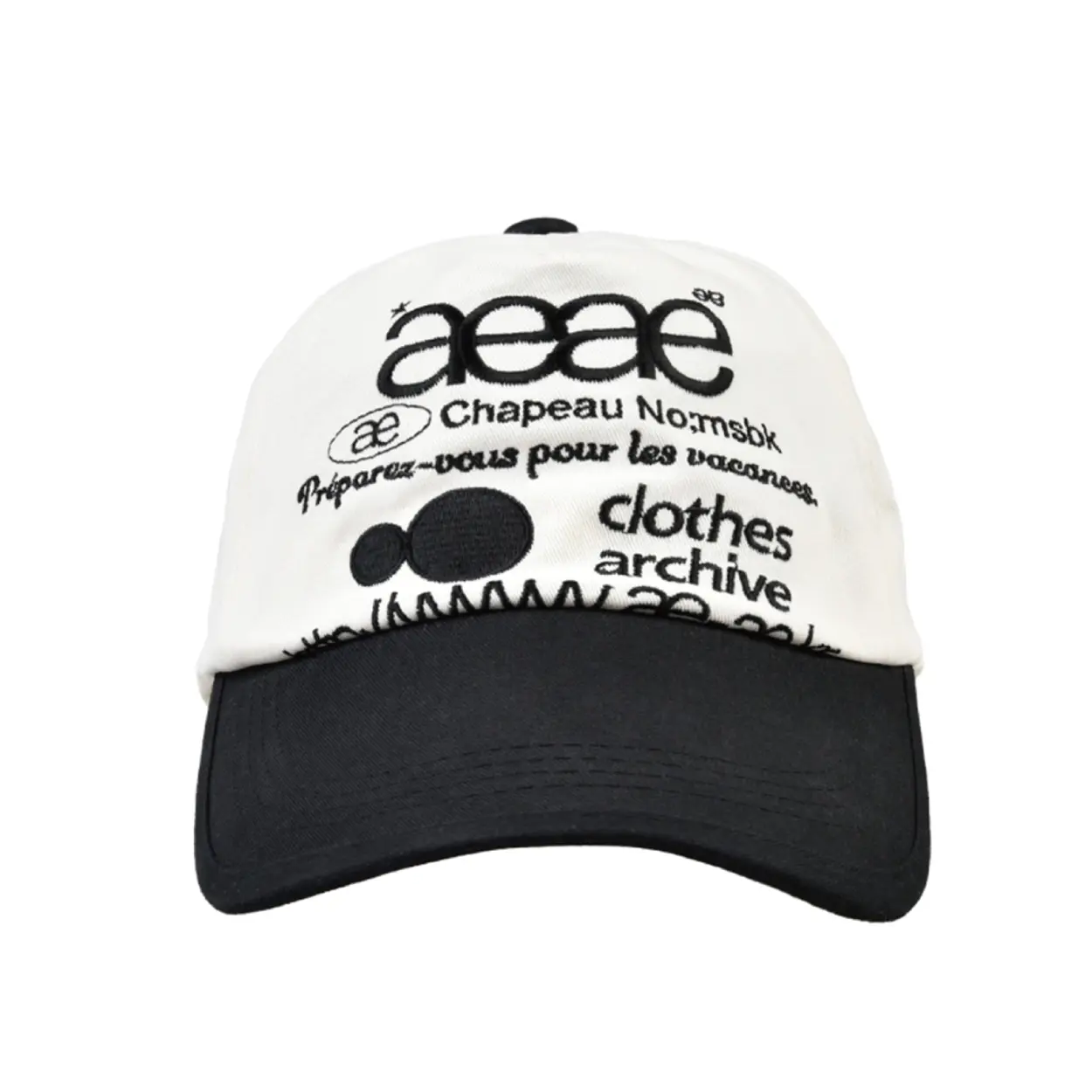 韓國 aeae WEB LOGO TWO TONE BALL CAP 雙色拼接棉質五片式棒球帽 白黑色