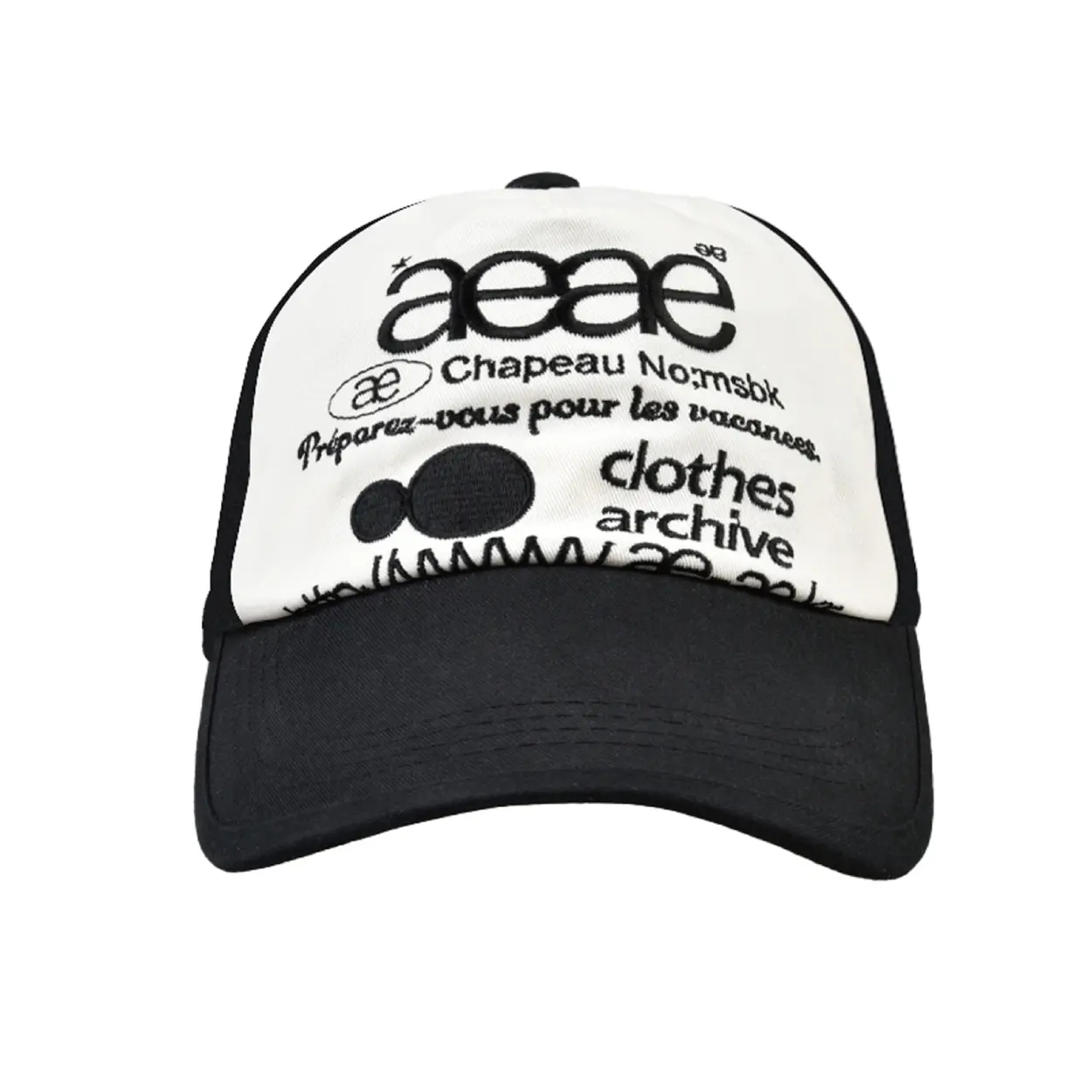 韓國 aeae WEB LOGO TWO TONE BALL CAP 雙色拼接棉質五片式棒球帽 黑白色