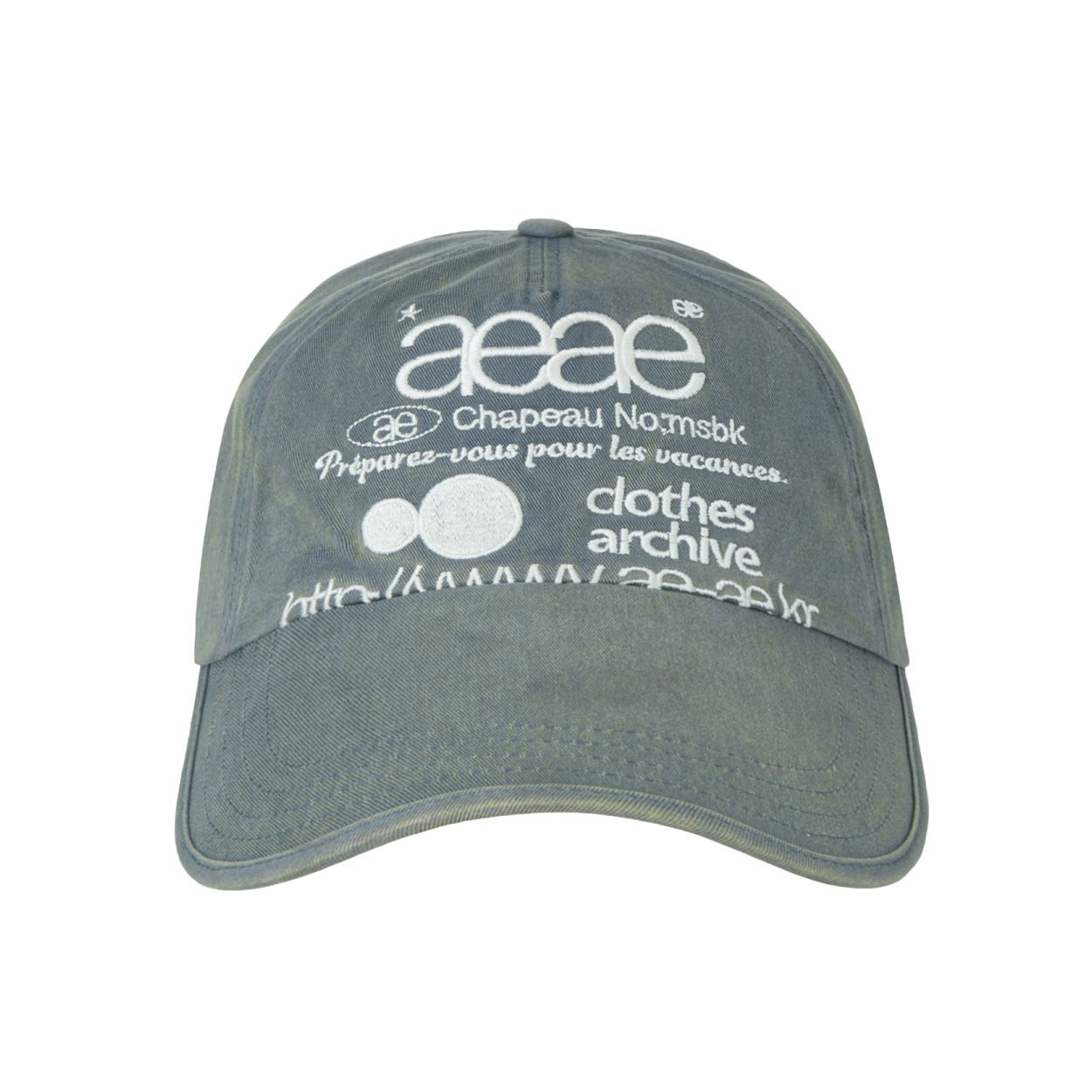 韓國 aeae WEB LOGO WASHED 5 PANNEL BALL CAP 韓國製復古水洗棉質五片式棒球帽 霧灰藍
