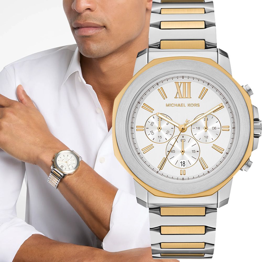 Michael Kors MK Prescott 八角三眼計時手錶 男錶-44mm 送禮 禮物 推薦(MK9260)