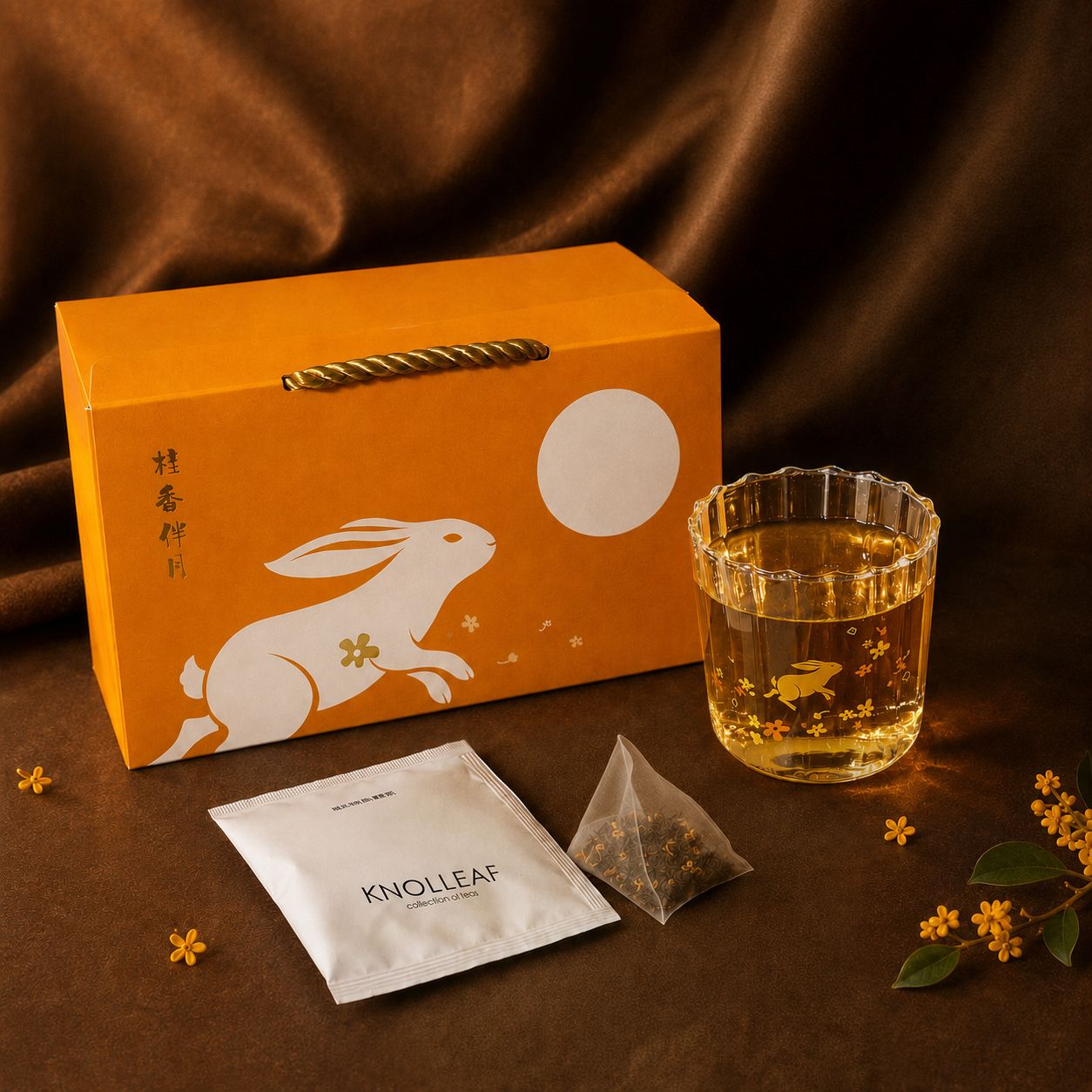 HANSCHIU x 丘上食茶 桂香伴月禮盒/ 玻璃茶杯&桂香紅玉茶包