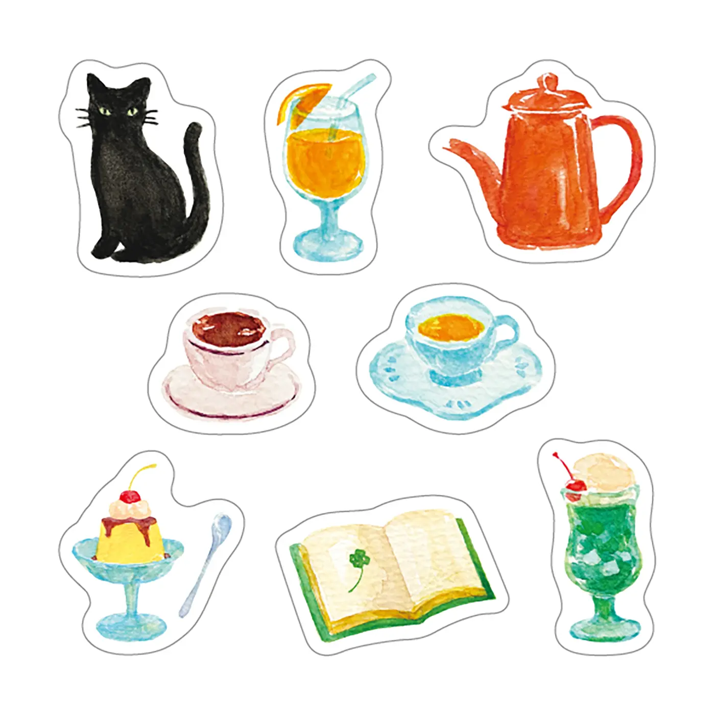 日本 MATOKA joyeux 透明裝飾貼紙包/ 復古喫茶店/ 24入