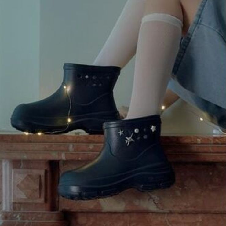 韓國 Rockfish Weatherwear clor HAYDEN BOOTS 輕量防水短筒靴/ 黑色亮片 BLACK GLITTER/ 預購 24-24.5 cm