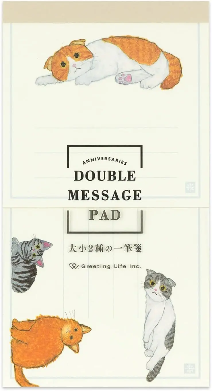 日本 Greeting Life Anniversaries大小2種一筆箋/ 米津祐介/ 貓