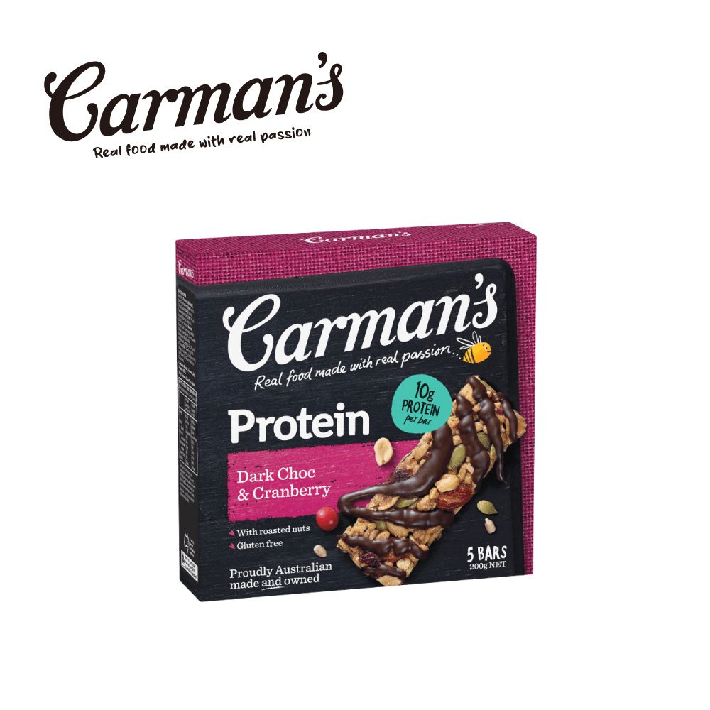 [澳洲 Carman's] 蛋白棒 (5條/盒) 200g/ 黑可可蔓越莓蛋白棒