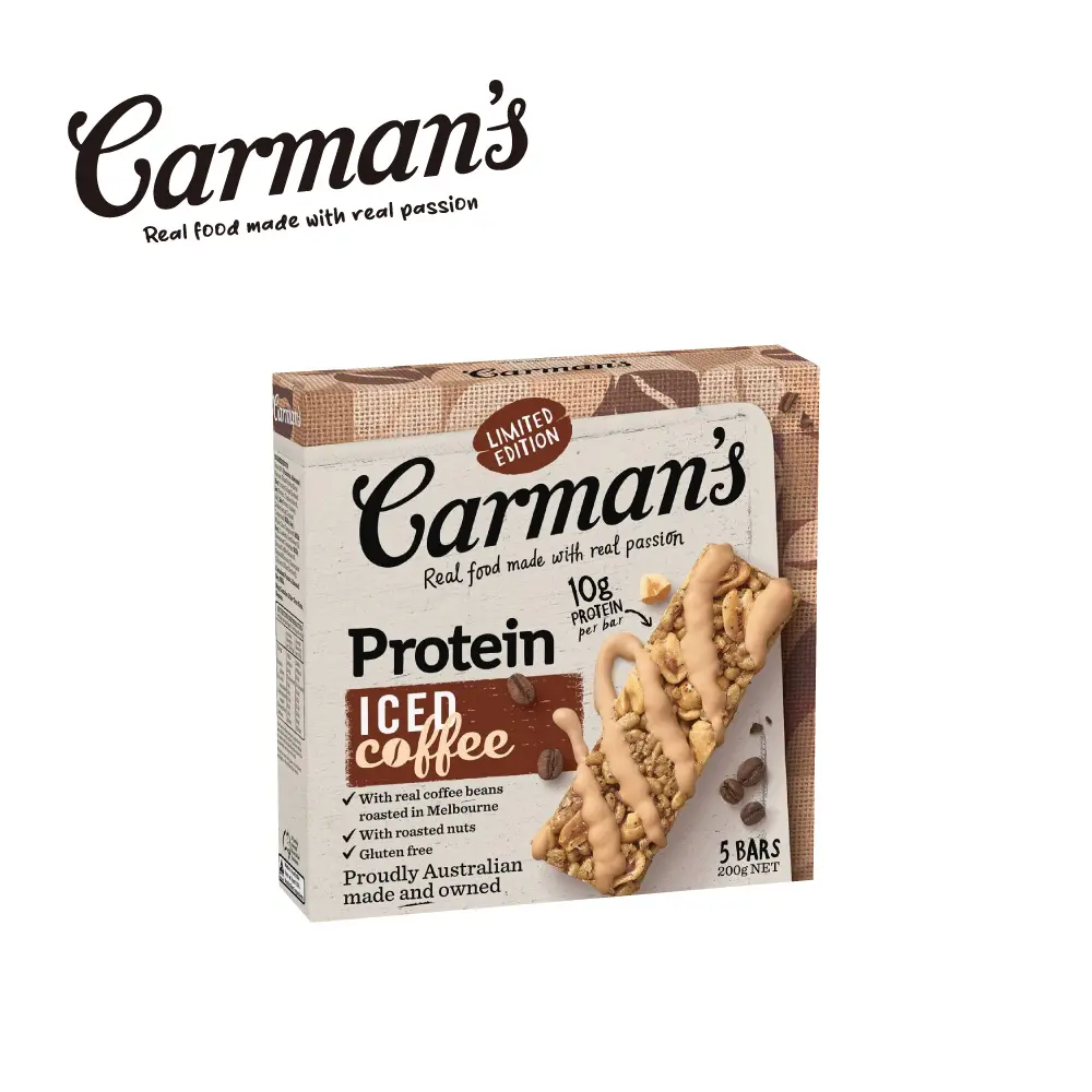 [澳洲 Carman's] 蛋白棒 (5條/盒) 200g/ 濃郁冰咖啡蛋白棒
