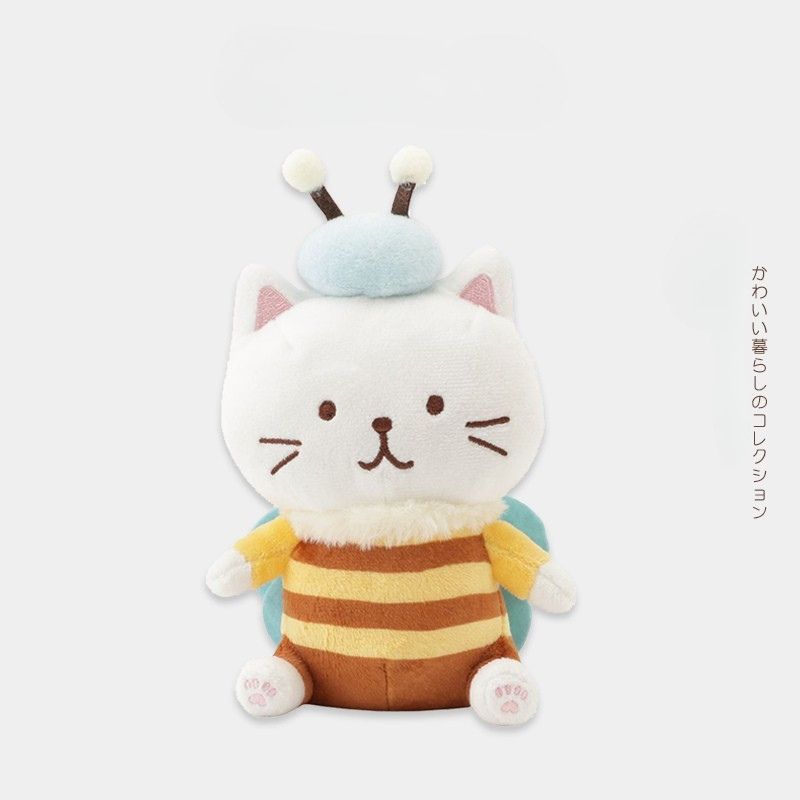 日本 HAPiNS Fuku Fuku Nyanko 蜂蜜貓貓玩偶/ 白團子